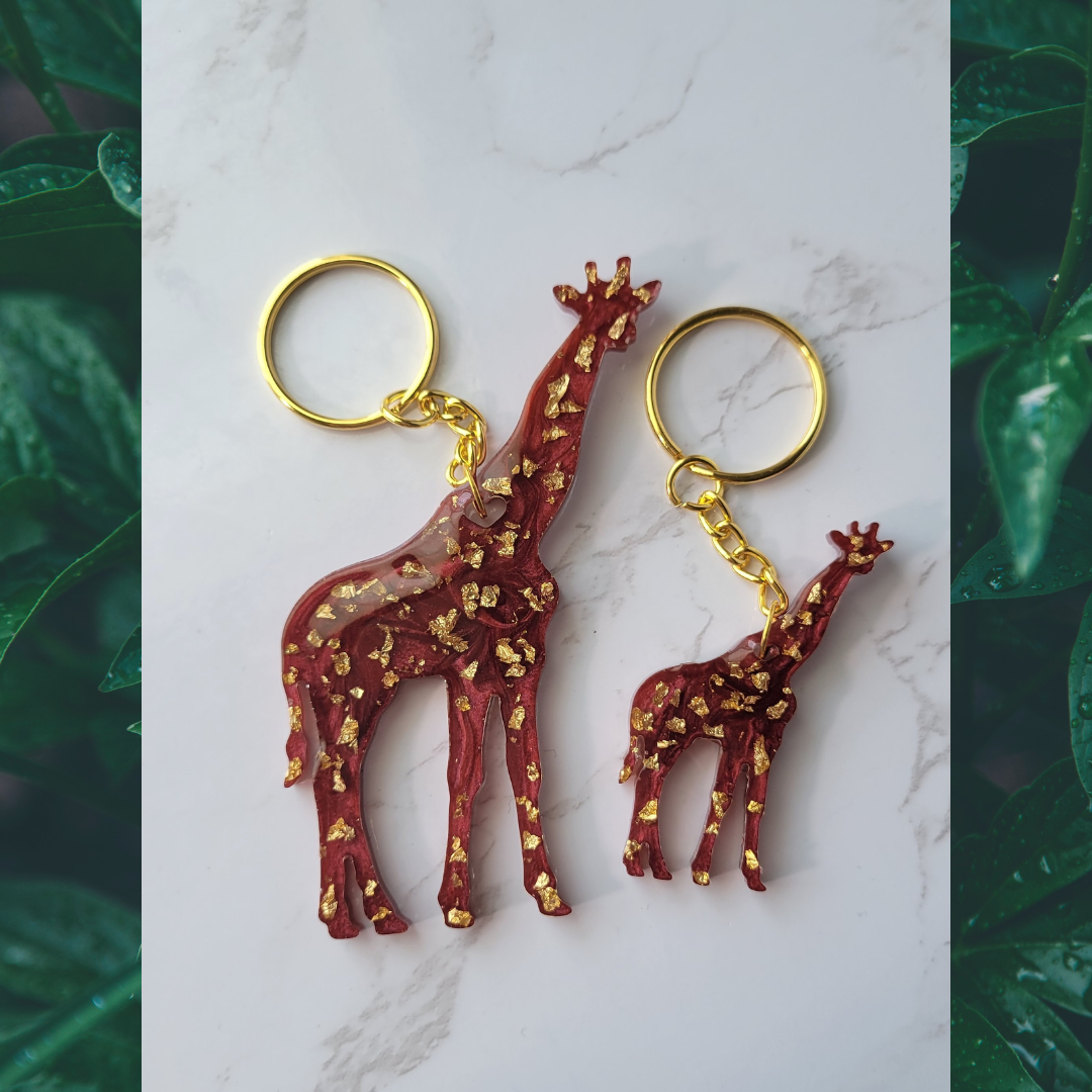 Giraffe Keychain, Red