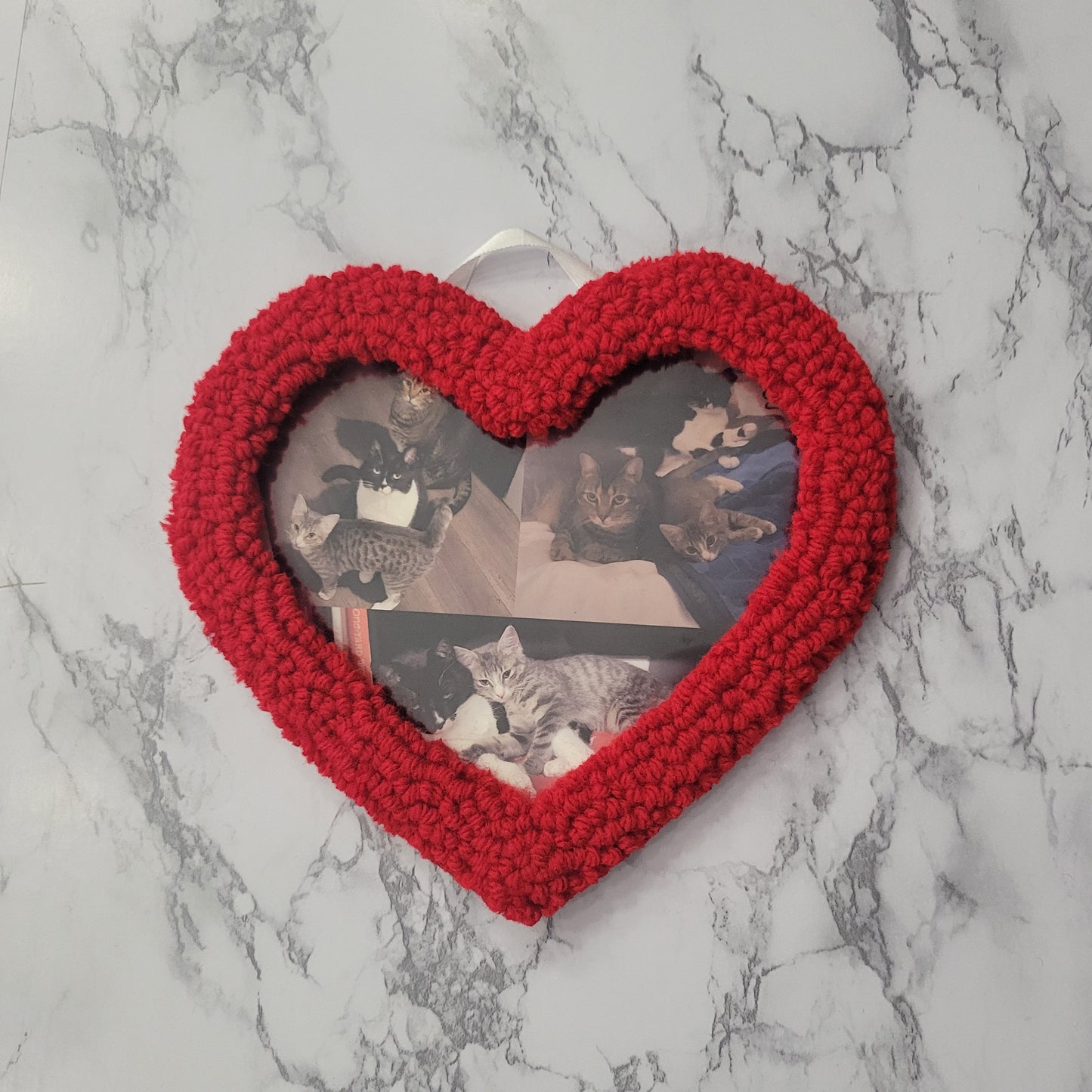 Heart Picture Frame, Punch Needle