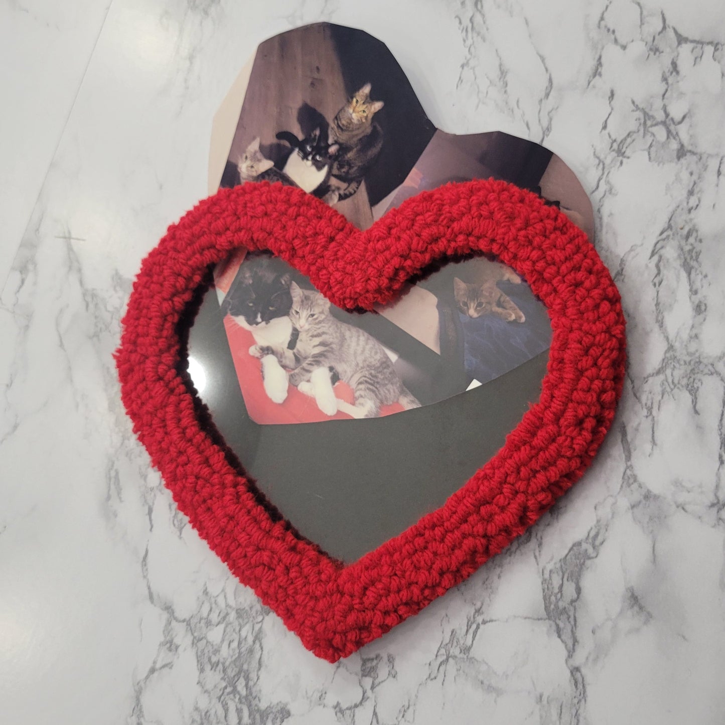 Heart Picture Frame, Punch Needle