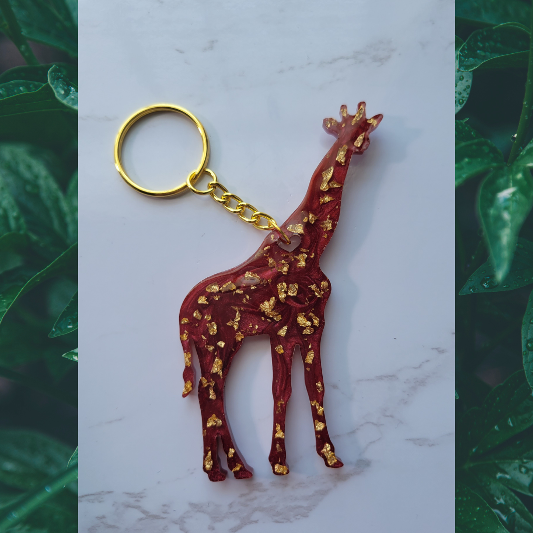 Giraffe Keychain, Red