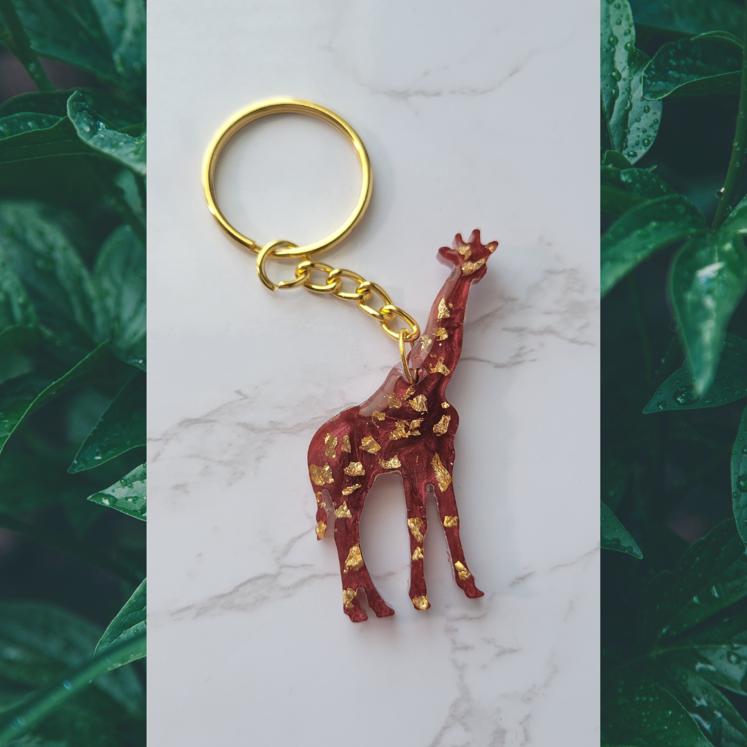 Giraffe Keychain, Red