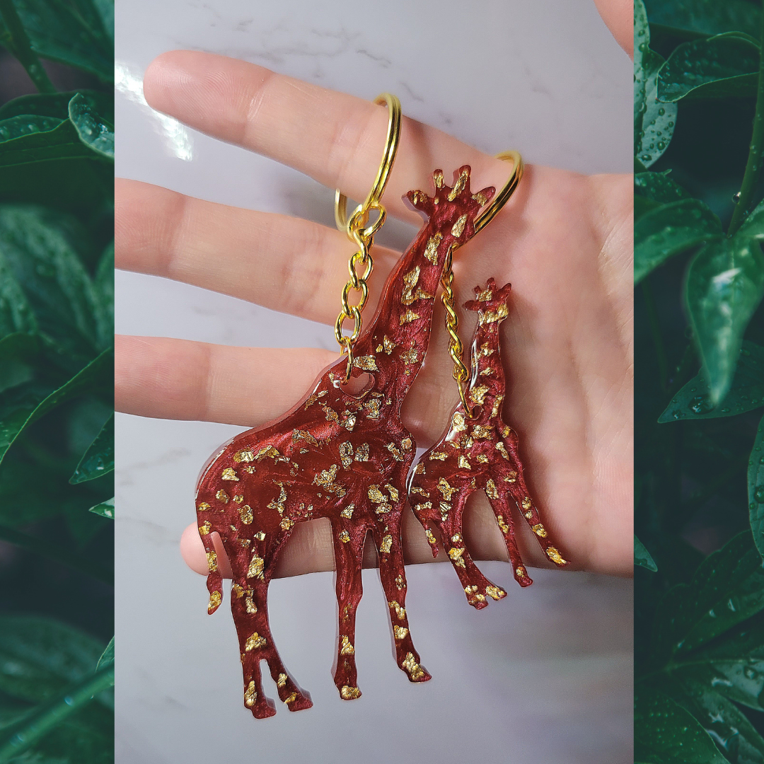Giraffe Keychain, Red