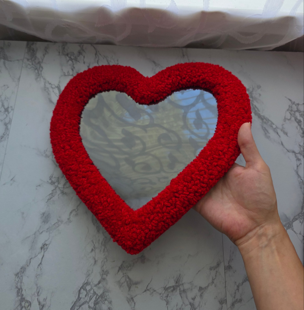 Heart Picture Frame, Punch Needle
