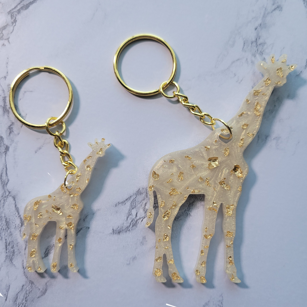 Giraffe Keychain, White