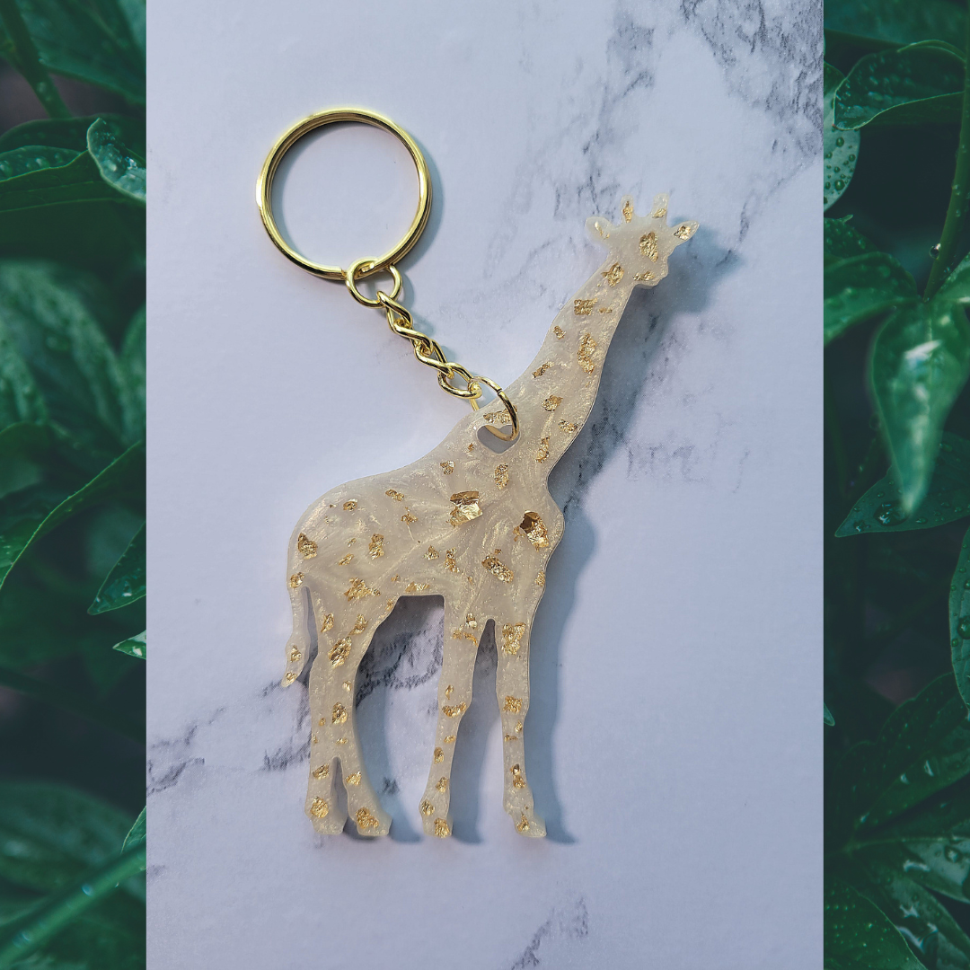 Giraffe Keychain, White