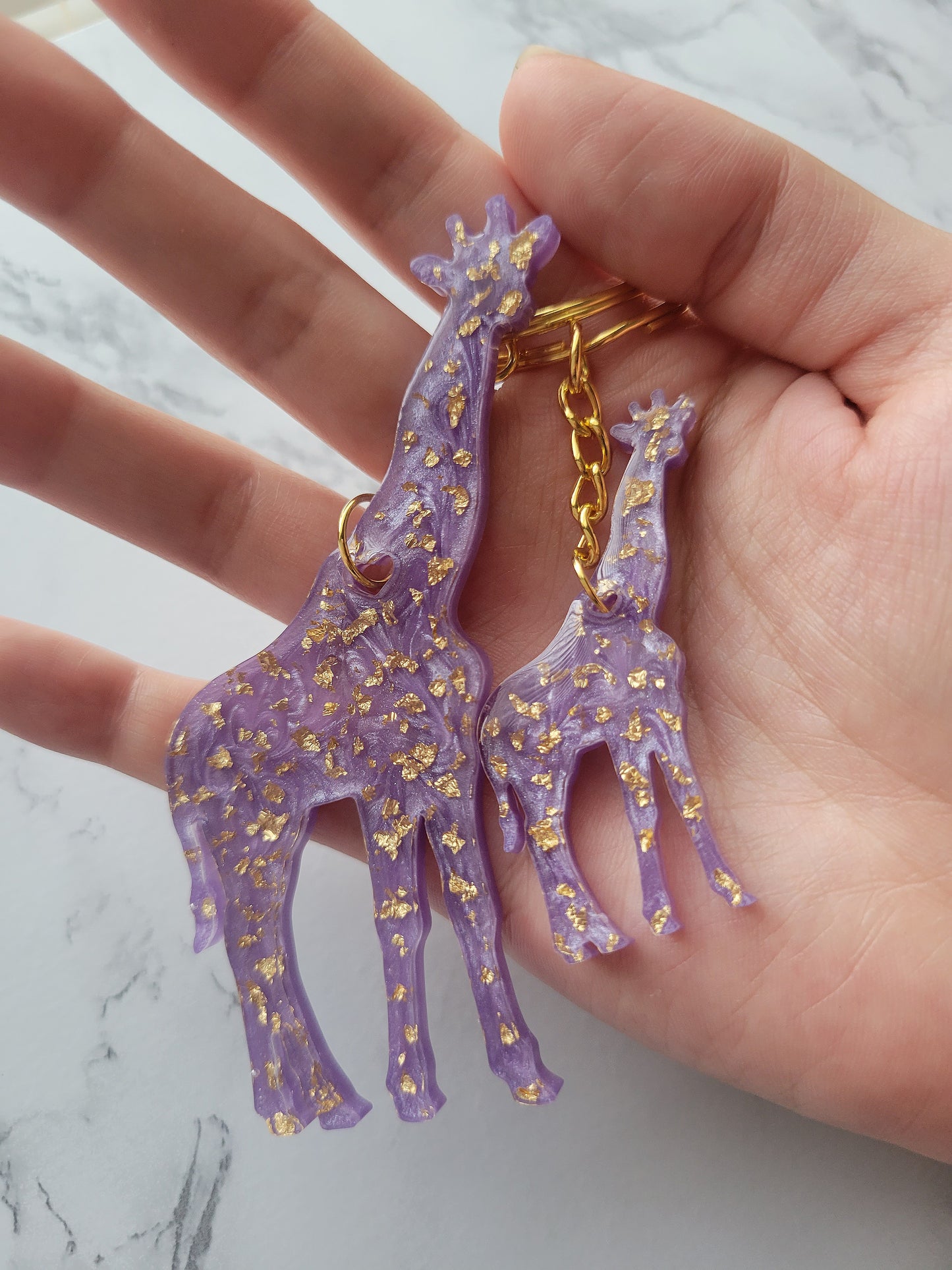 Giraffe Keychain, Lavender