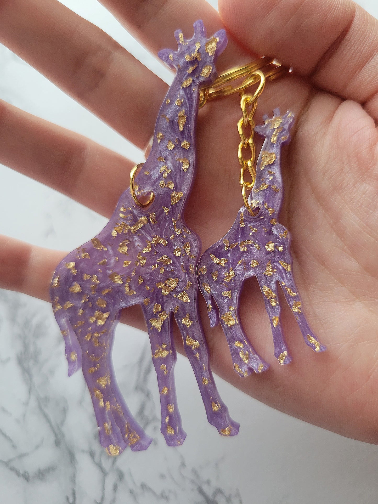 Giraffe Keychain, Lavender