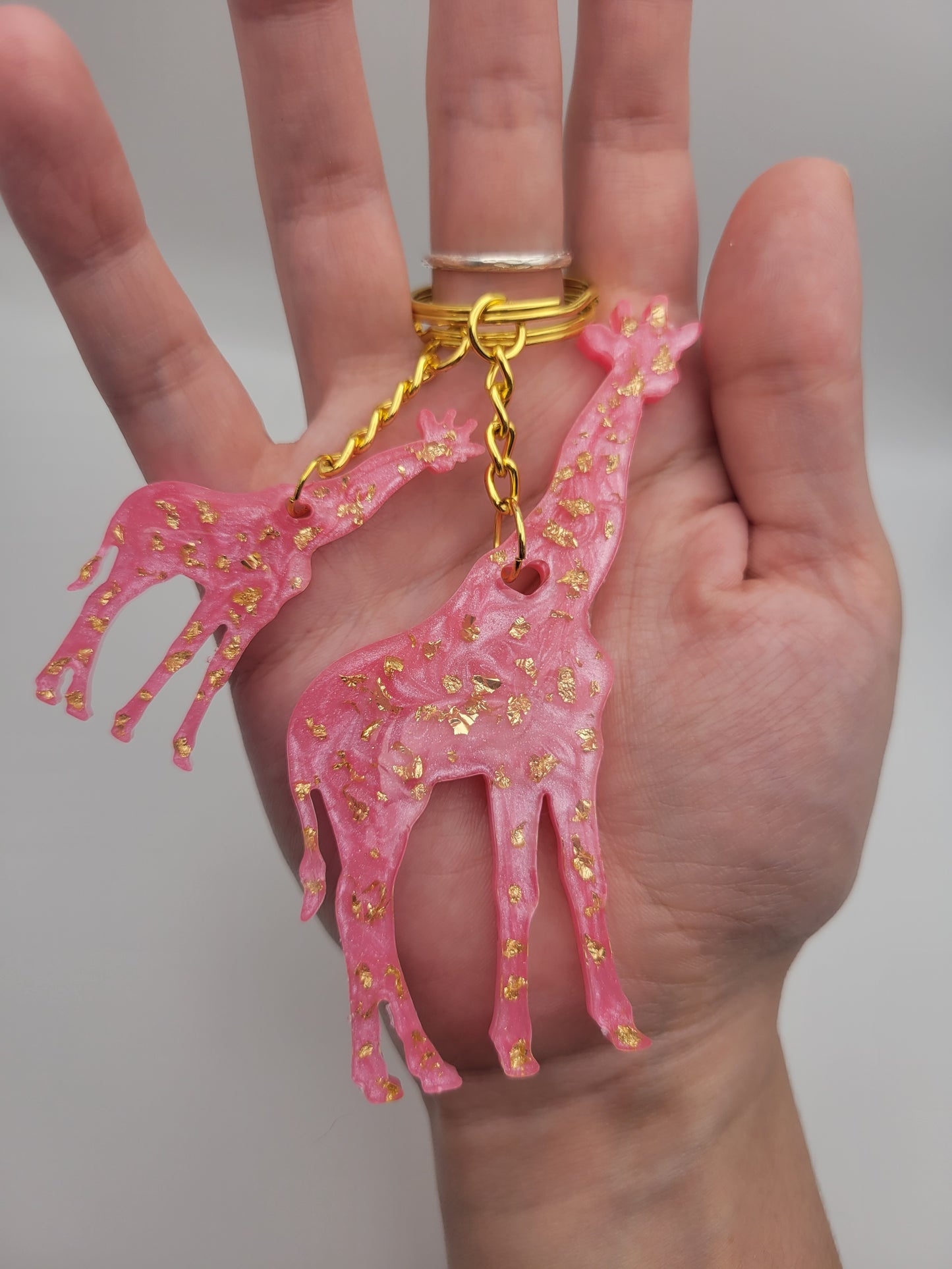 Giraffe Keychain, Pink