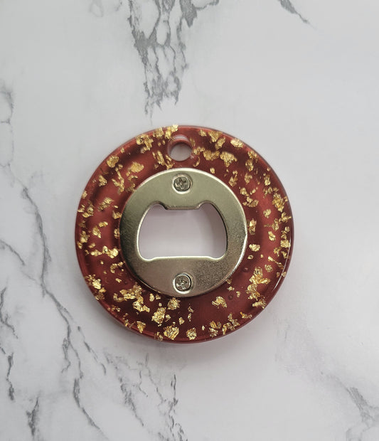 Bottle Opener, Red w/Gold Flakes