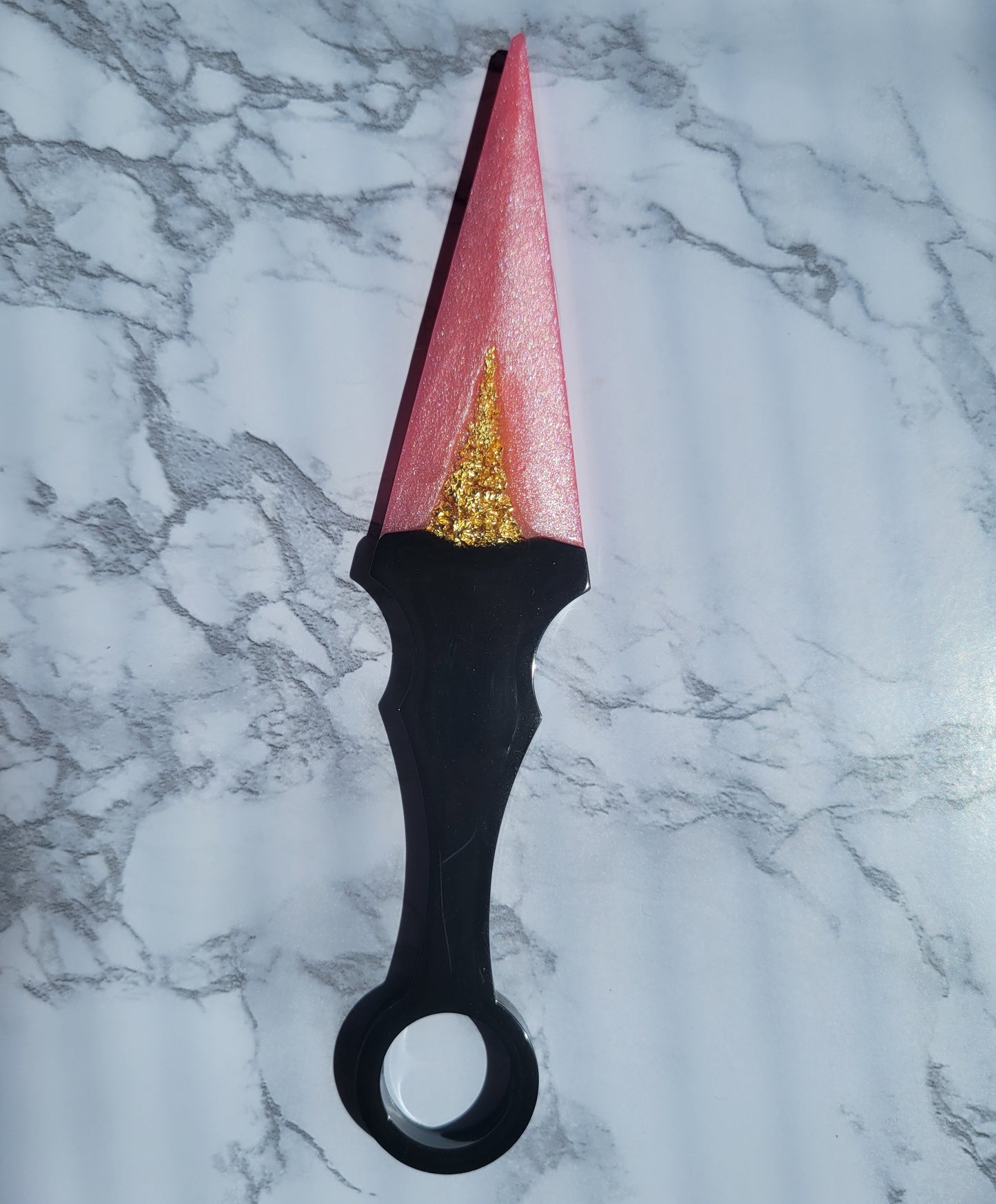 Dagger, Black and Pink w/Gold Flakes