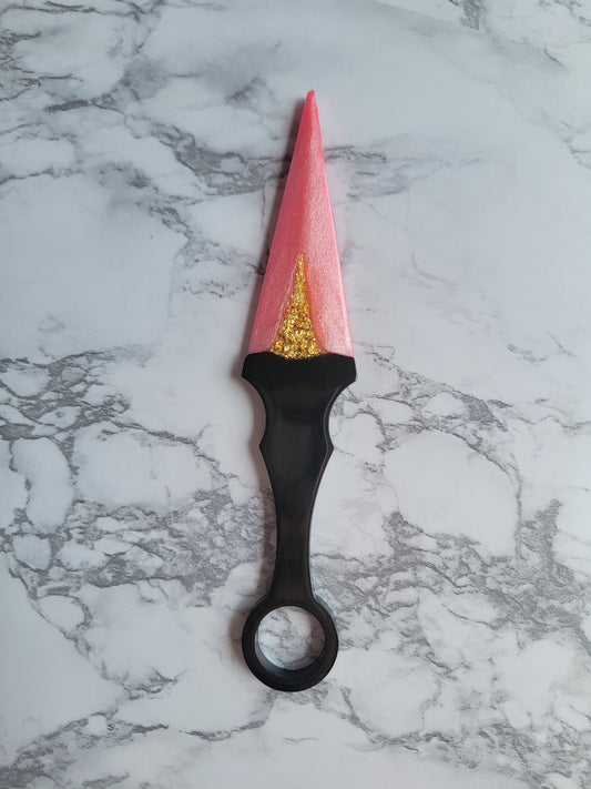 Dagger, Black and Pink w/Gold Flakes