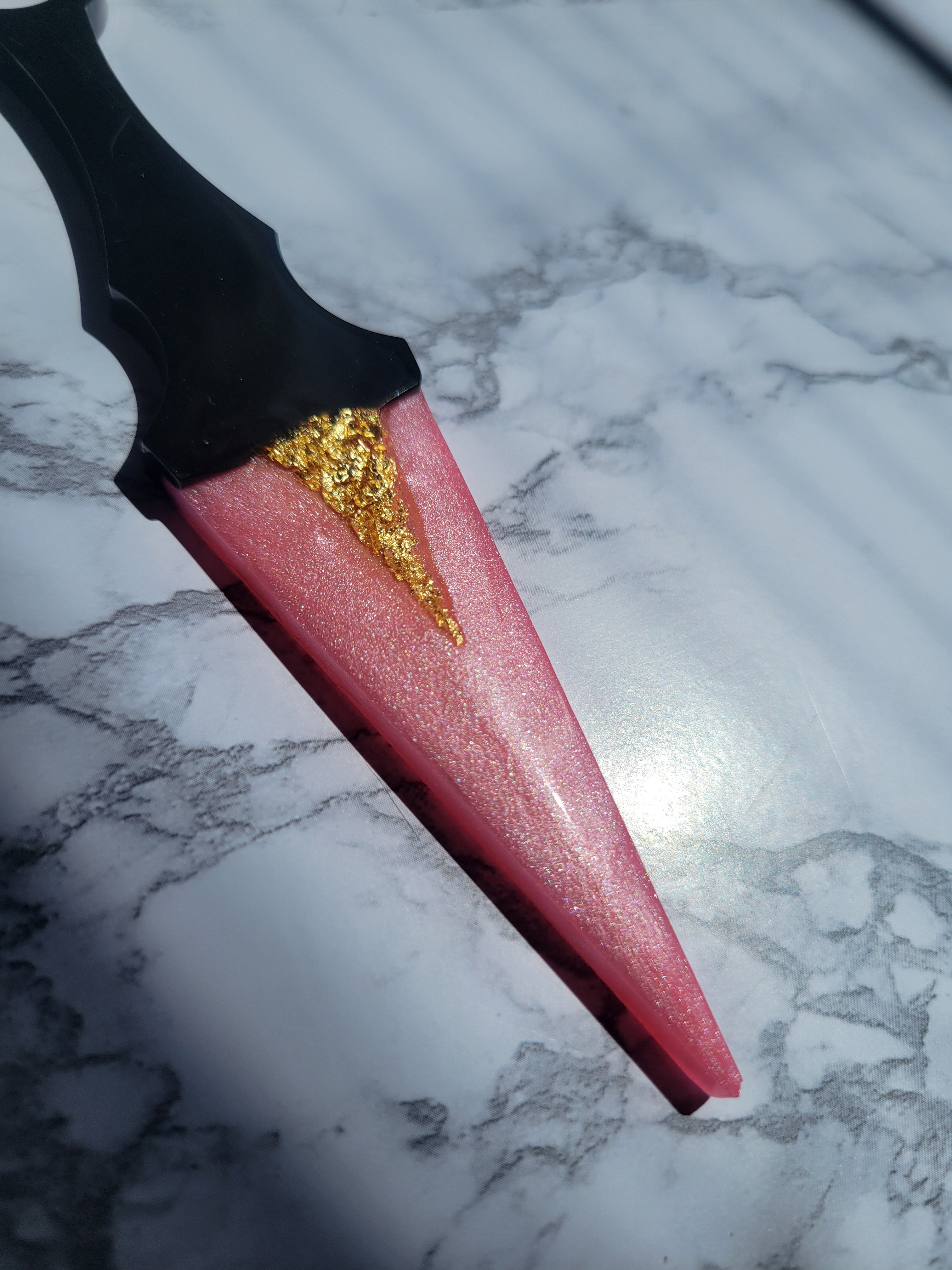 Human Teeth Dagger with Black Ink and Gold buy Flakes