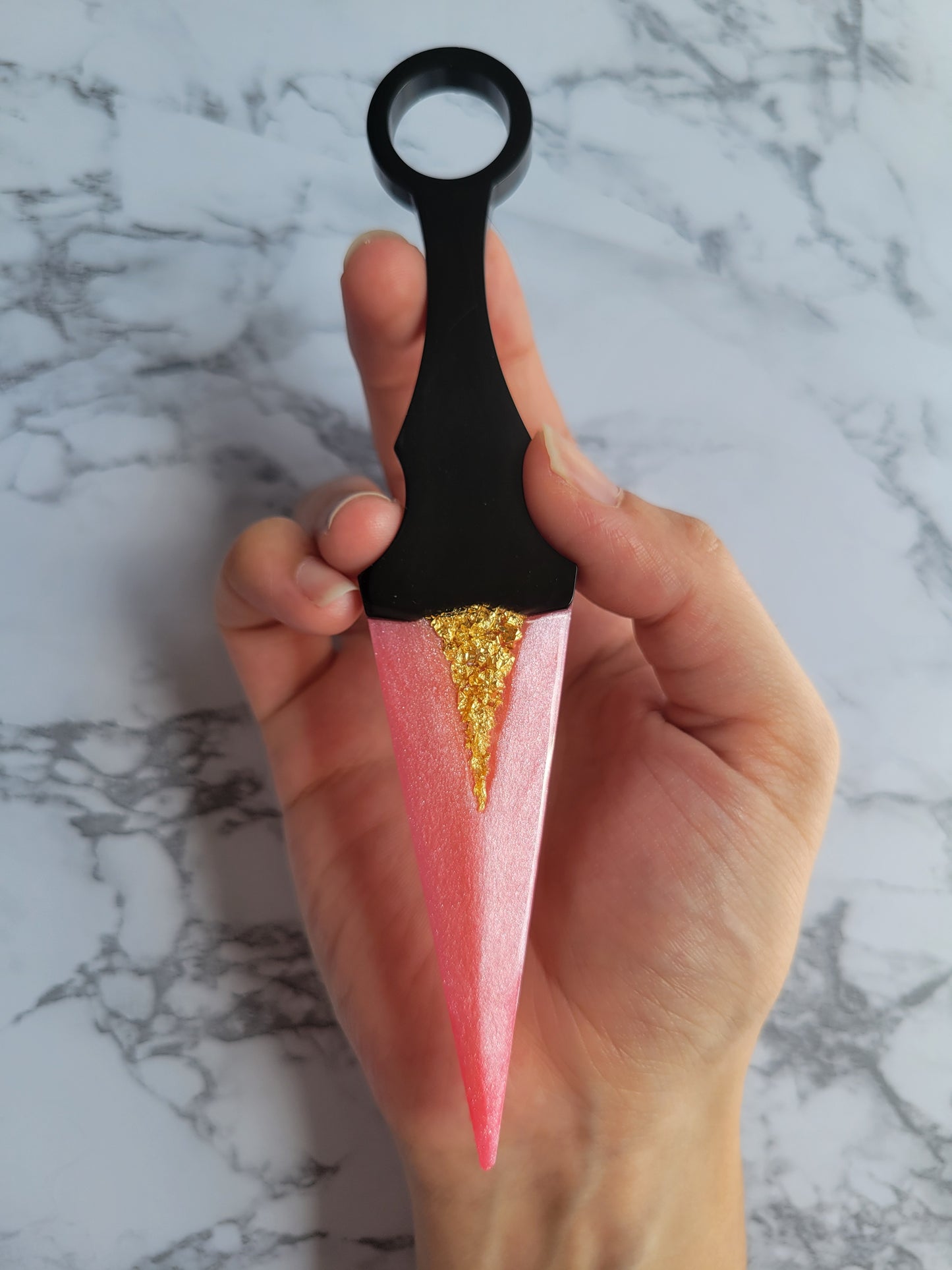 Dagger, Black and Pink w/Gold Flakes