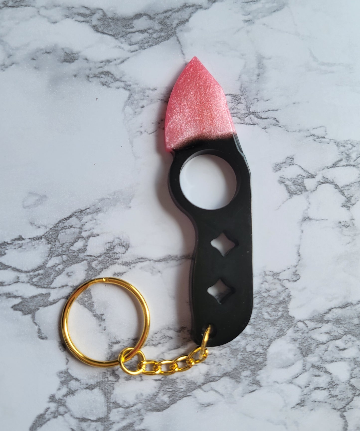 Knife Keychain, Black and Pink