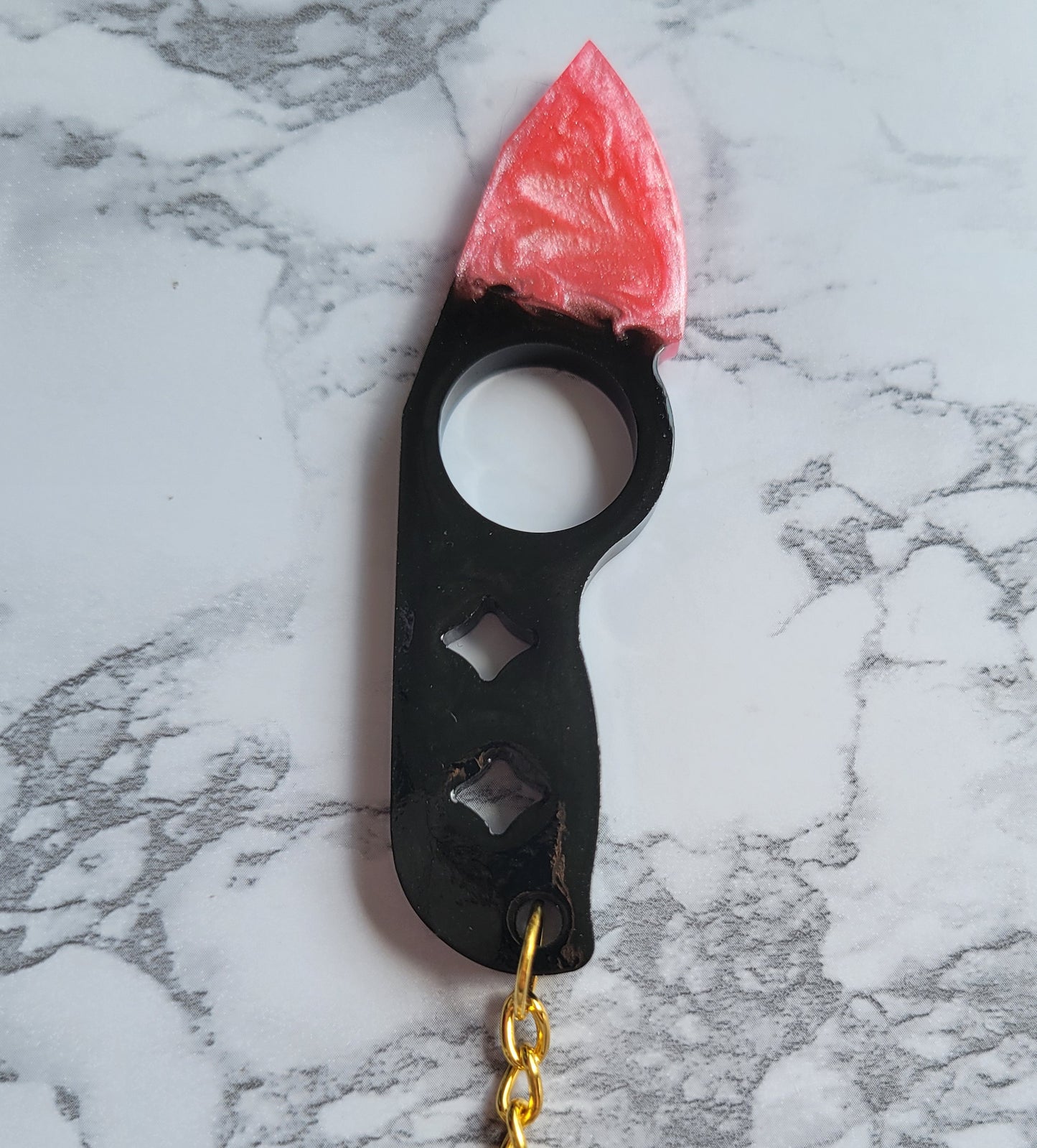 Knife Keychain, Black and Pink