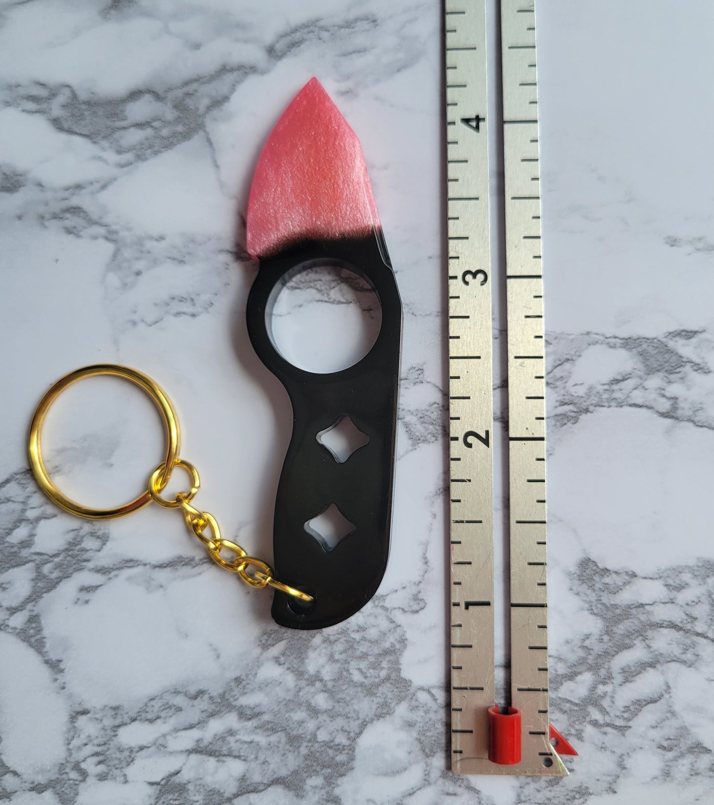 Knife Keychain, Black and Pink