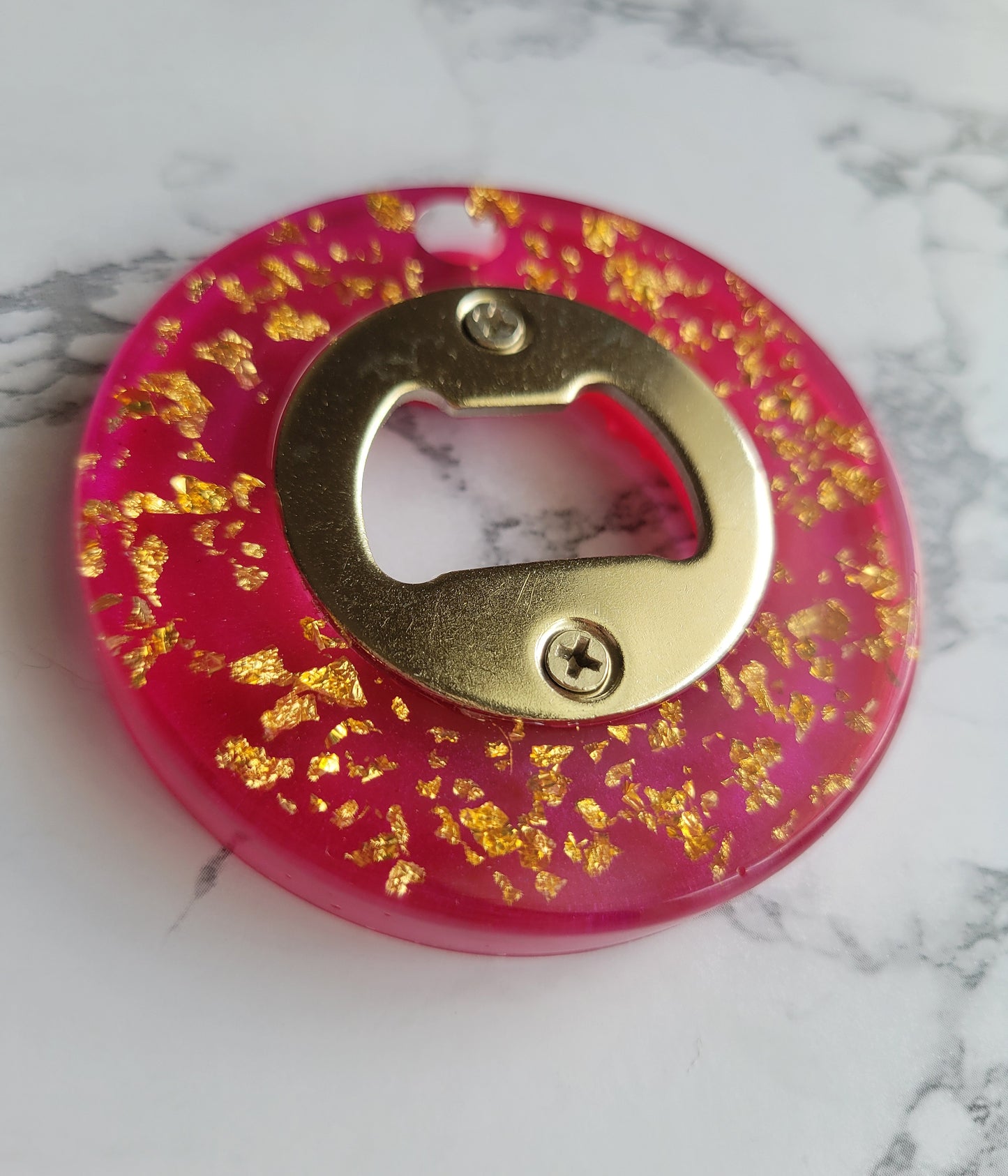 Bottle Opener, Tender Purple w/Gold Flakes