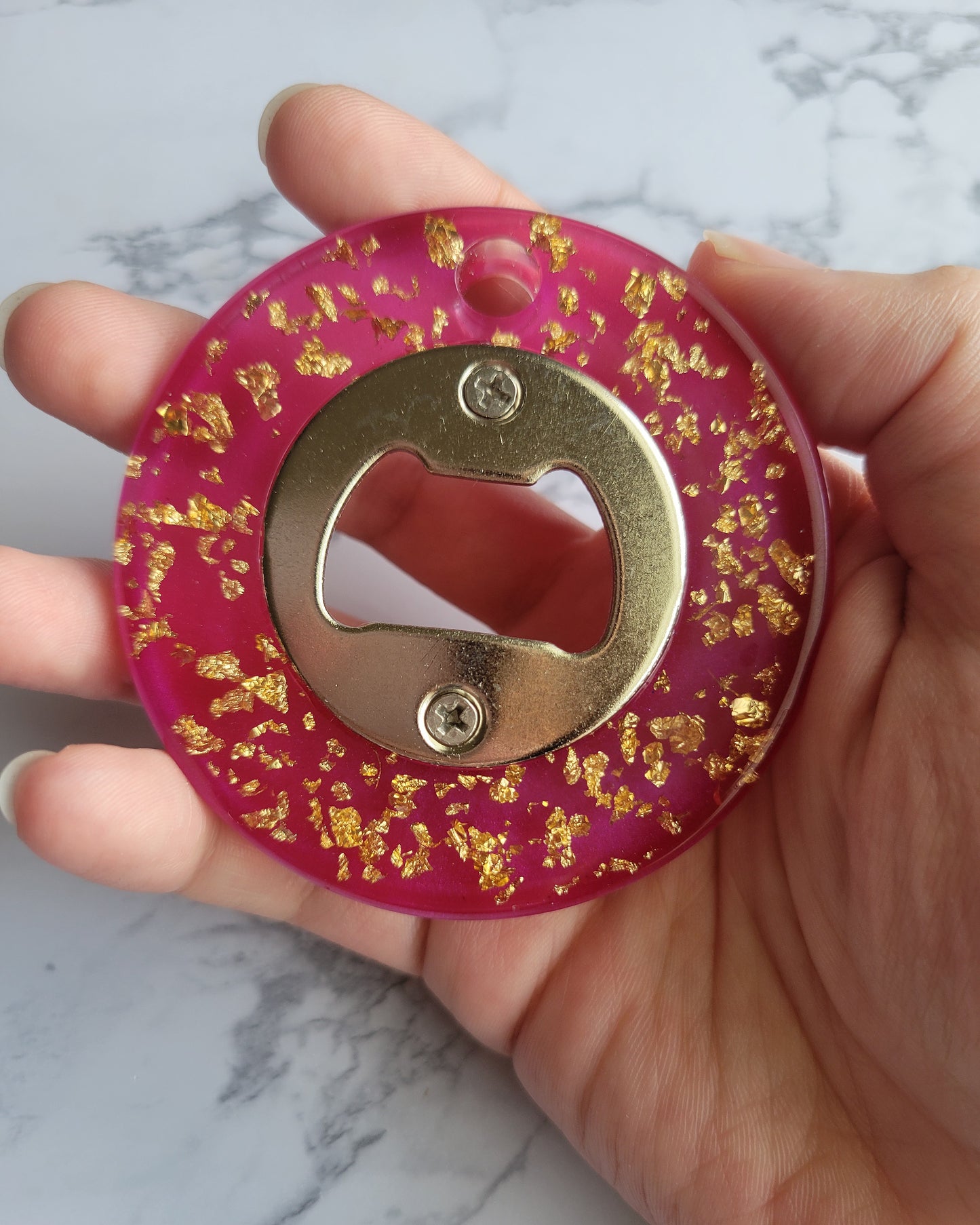 Bottle Opener, Tender Purple w/Gold Flakes