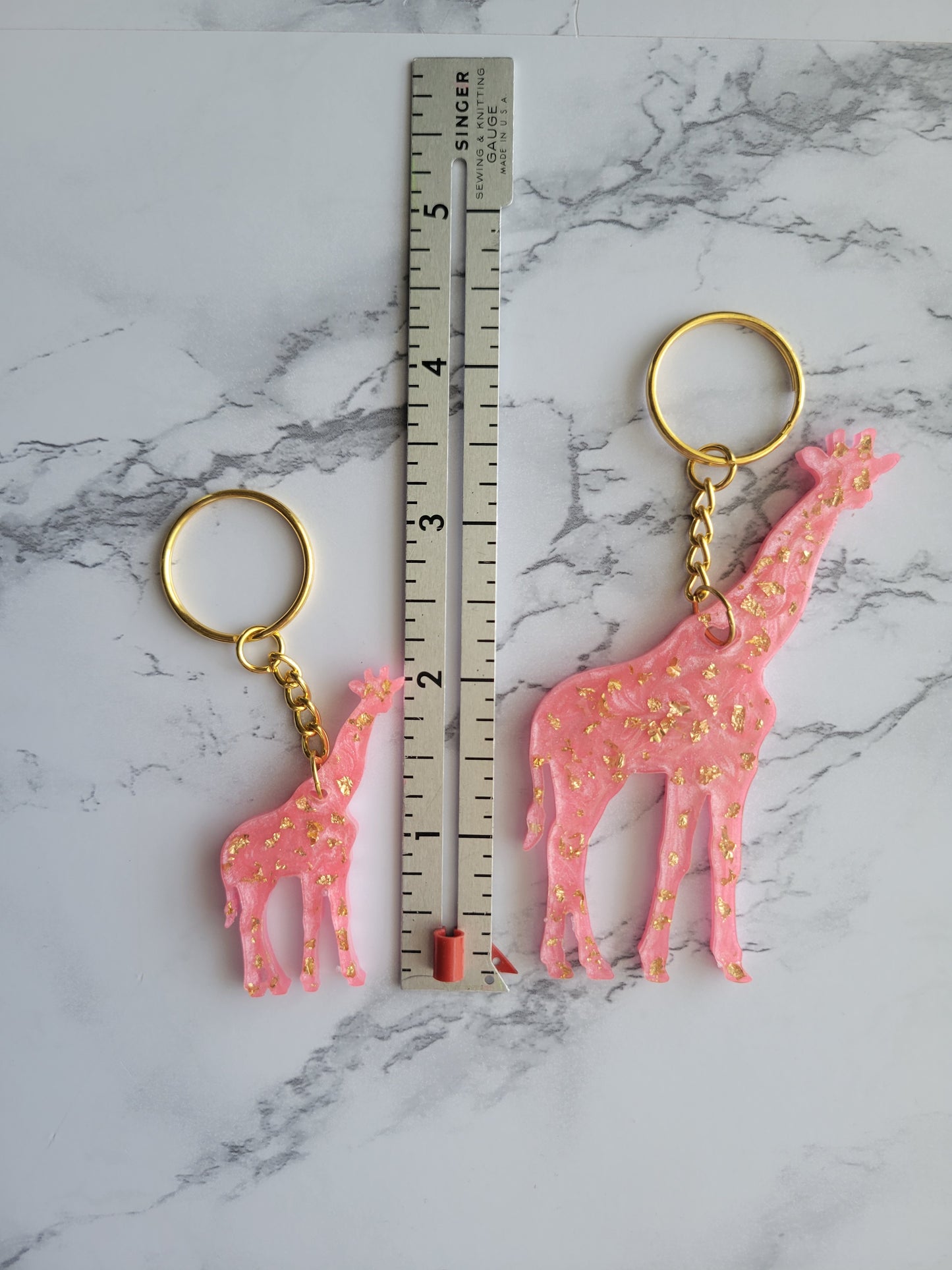 Giraffe Keychain, Pink