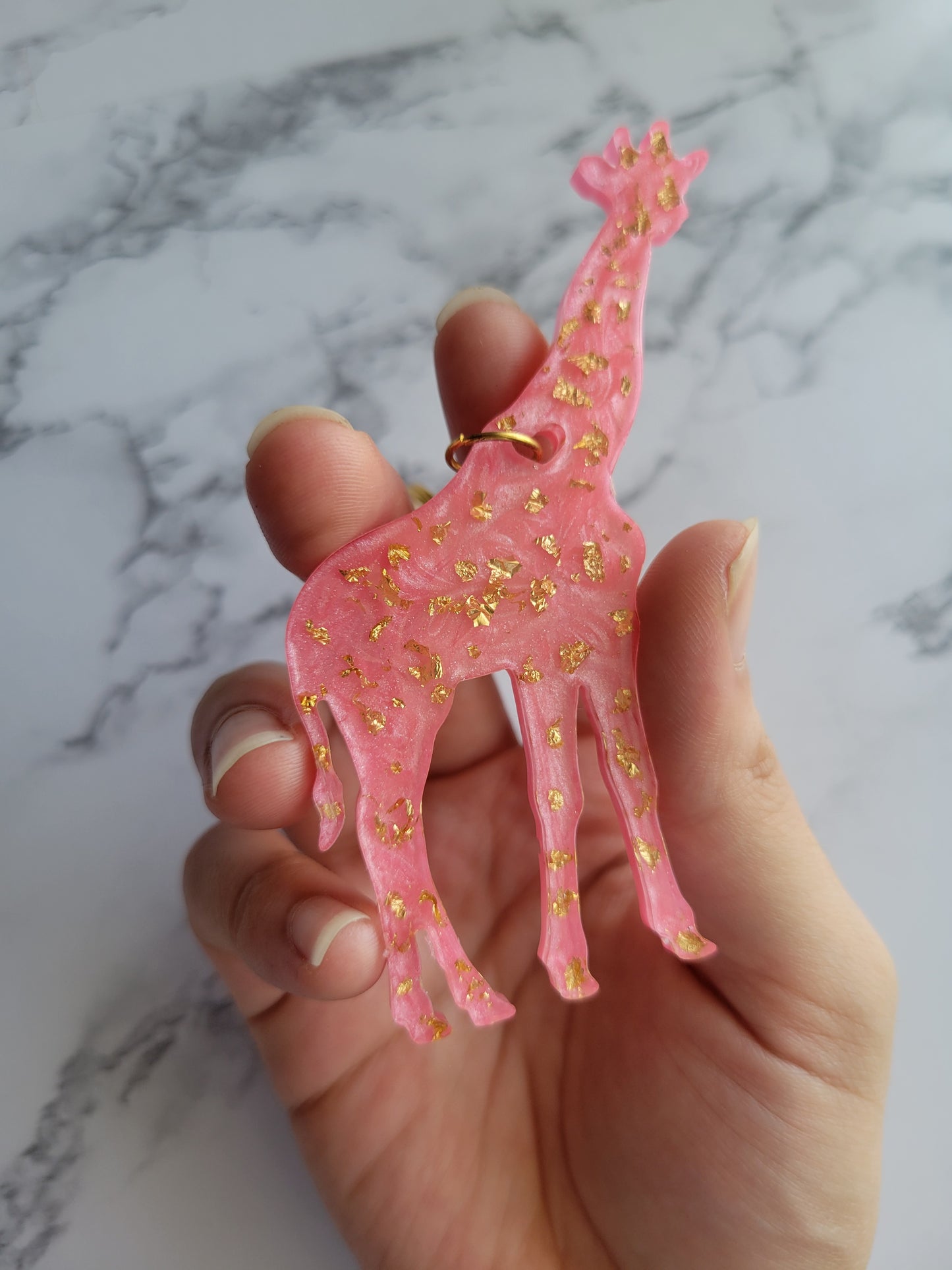 Giraffe Keychain, Pink