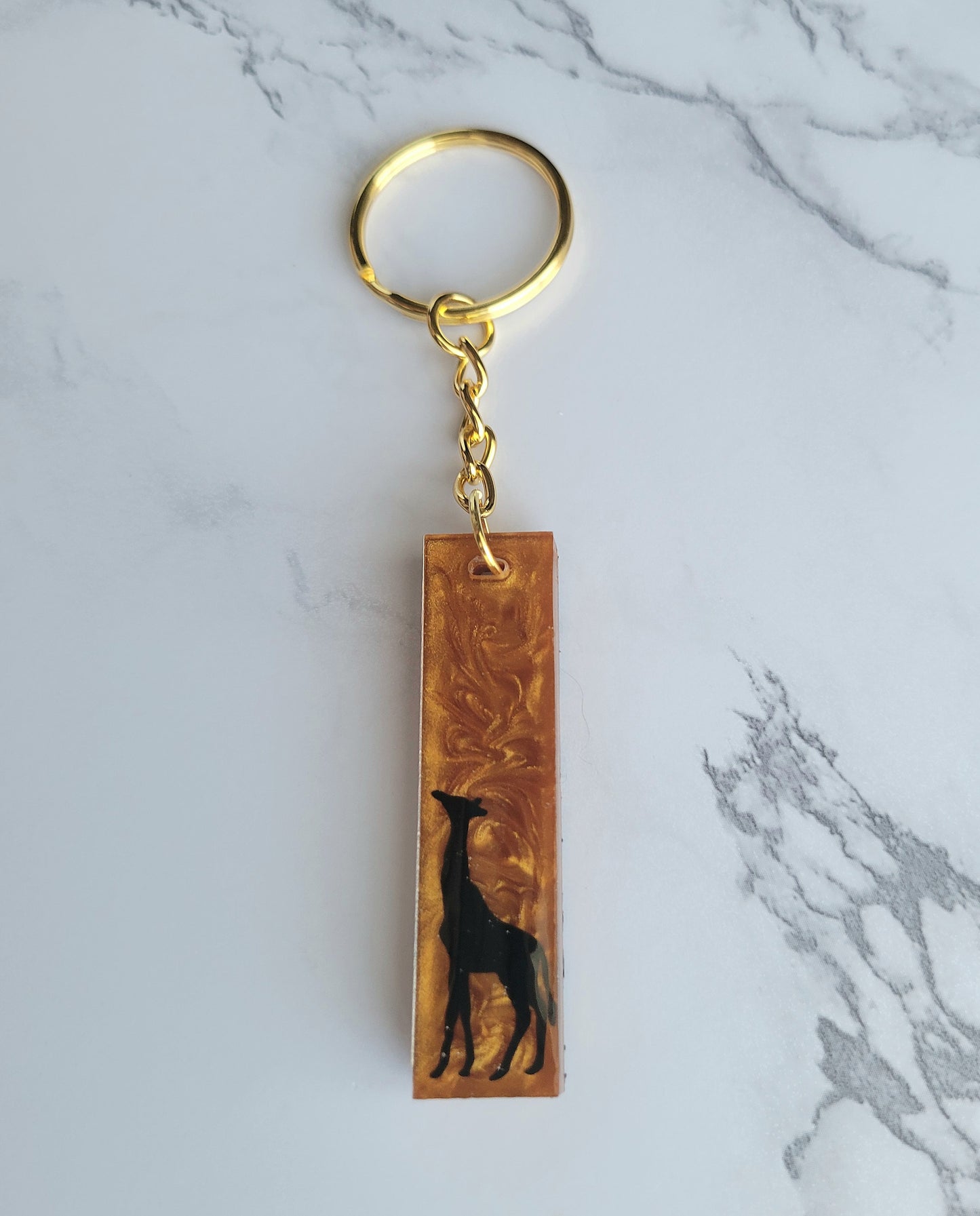 Giraffe Rect Keychain, Orange (small)