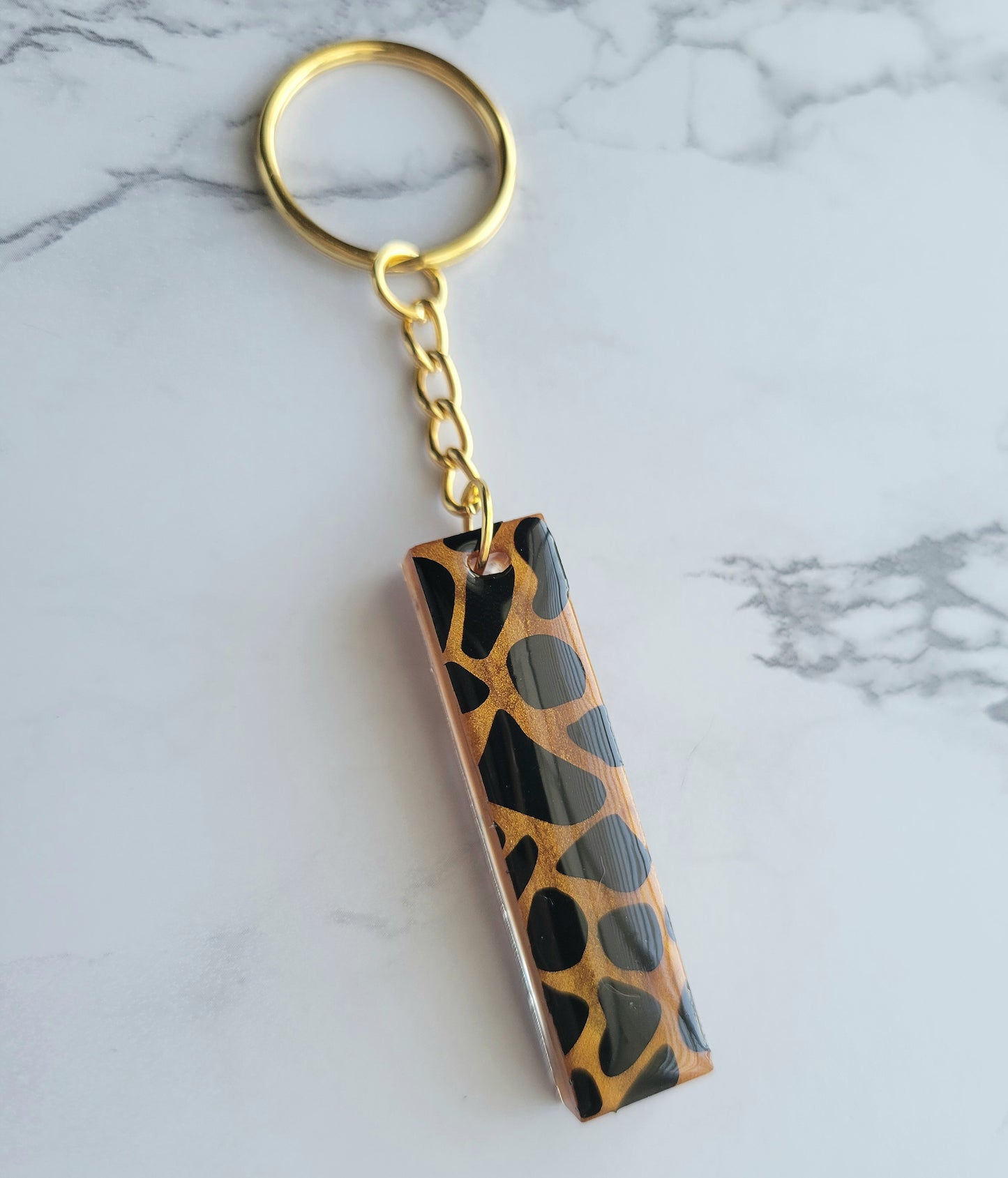 Giraffe Rect Keychain, Orange (small)