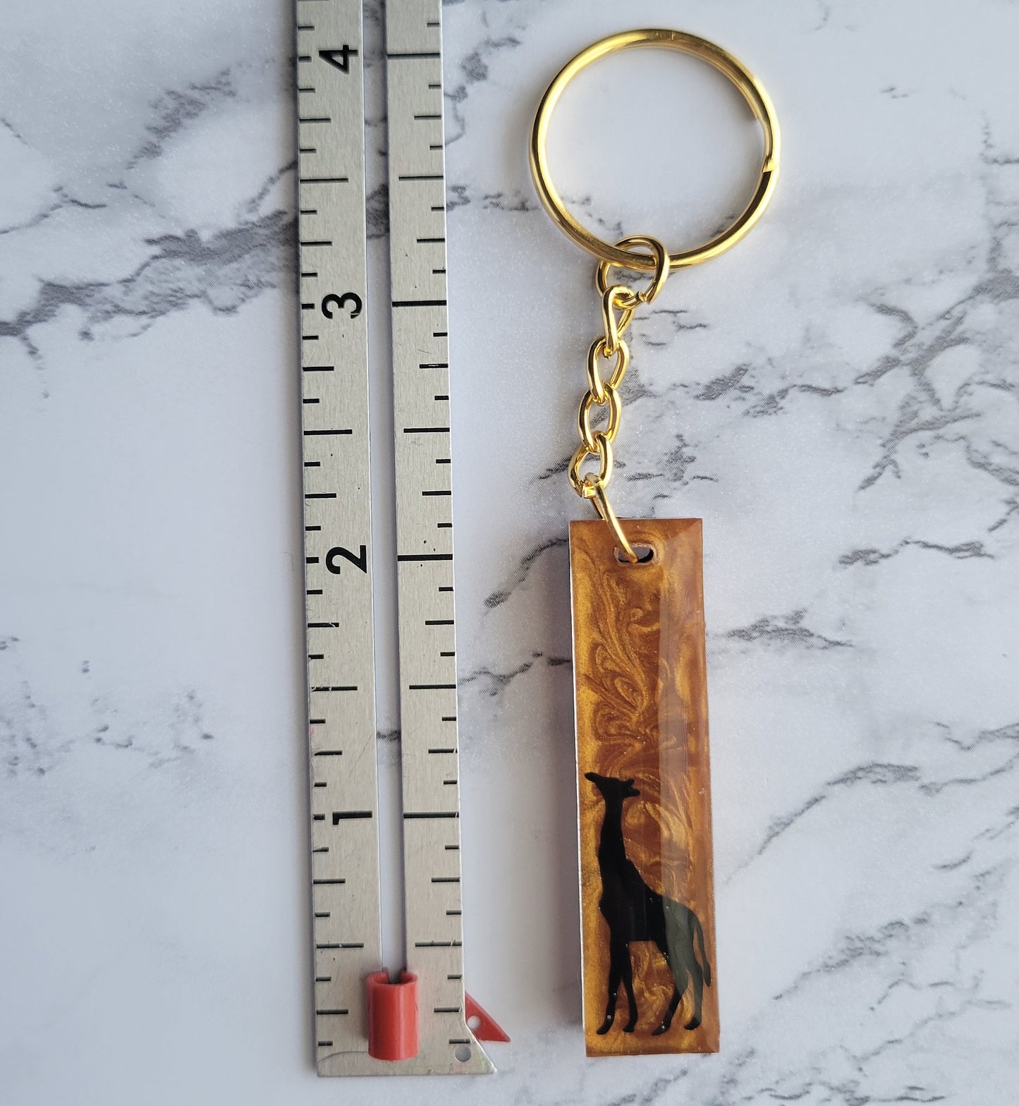 Giraffe Rect Keychain, Orange (small)