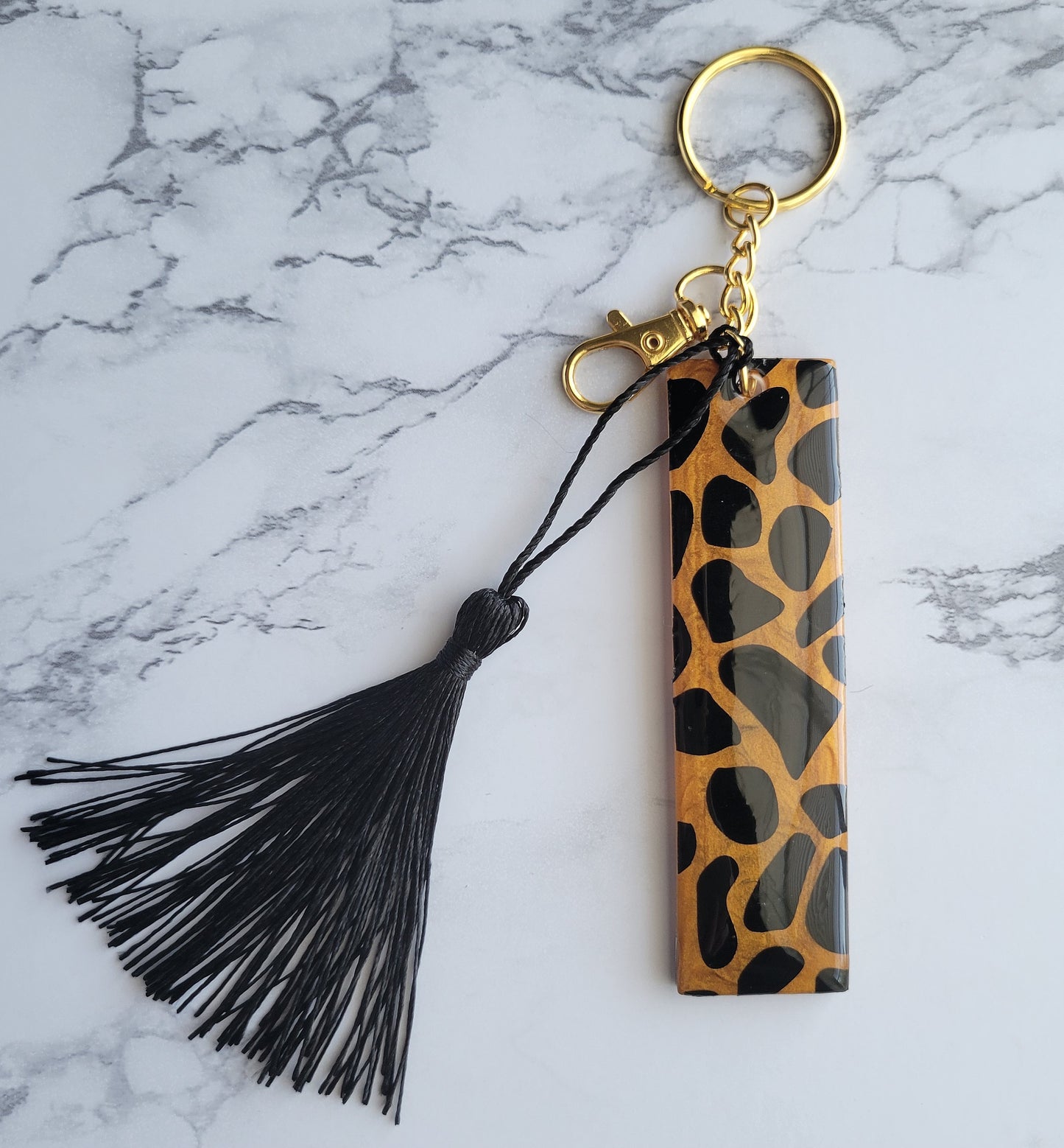 Giraffe Rect Keychain, Orange (large)