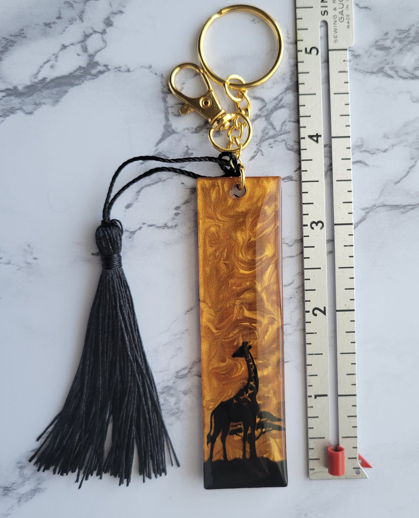 Giraffe Rect Keychain, Orange (large)