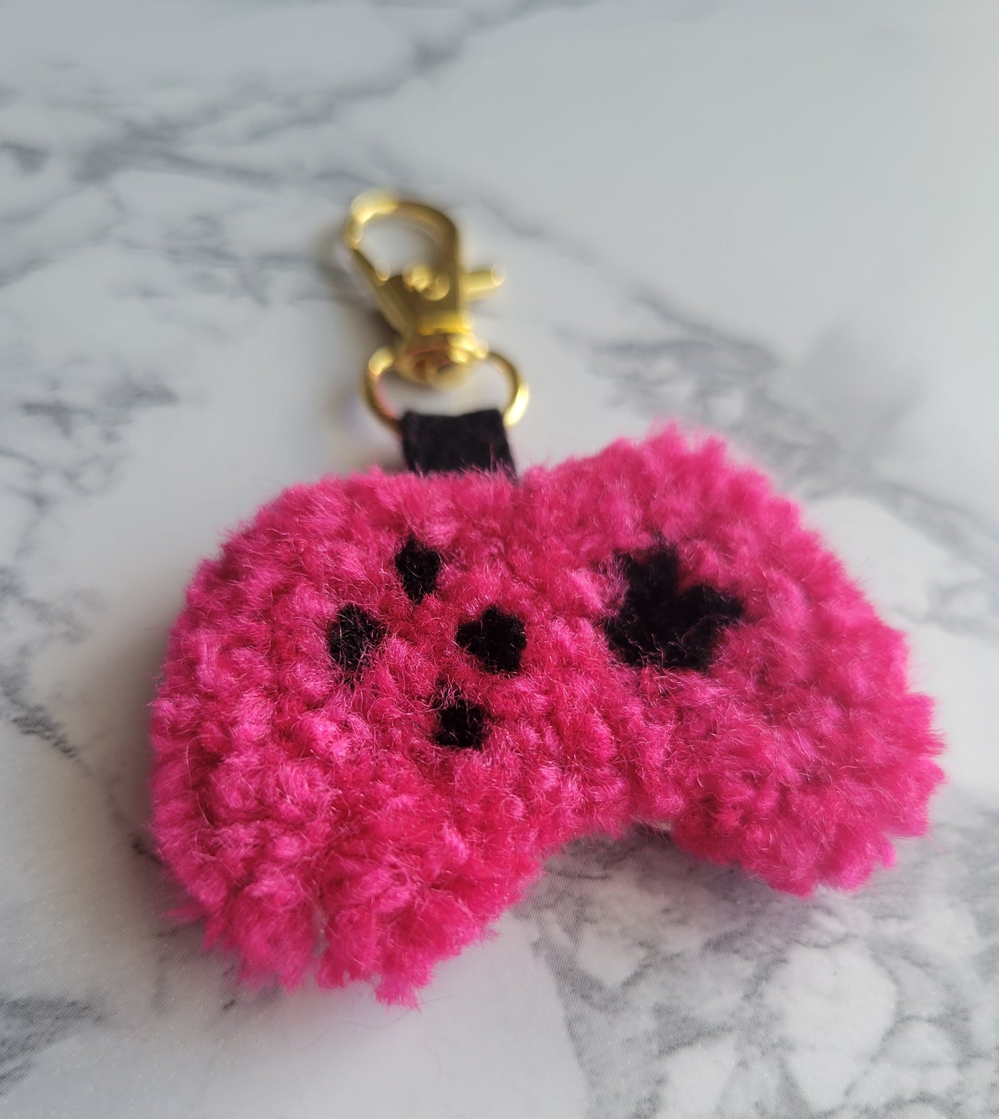 Gamer Keychain, Punch Needle  Keychain, Shocking Pink