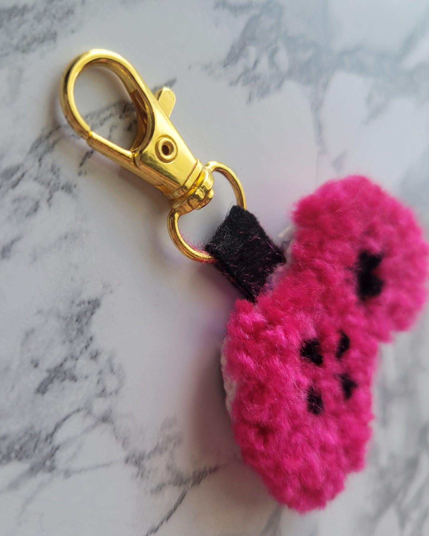 Gamer Keychain, Punch Needle  Keychain, Shocking Pink