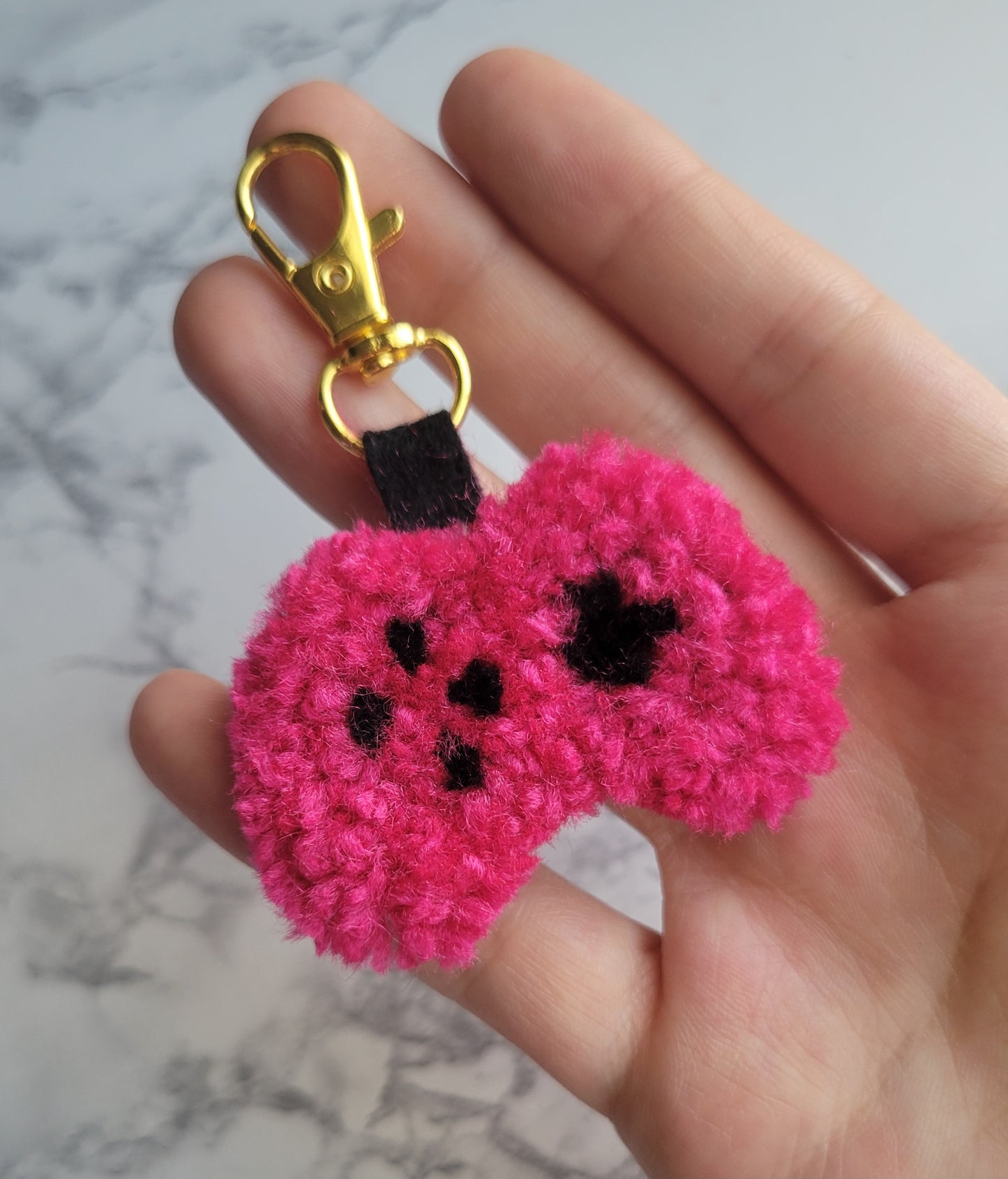 Gamer Keychain, Punch Needle  Keychain, Shocking Pink