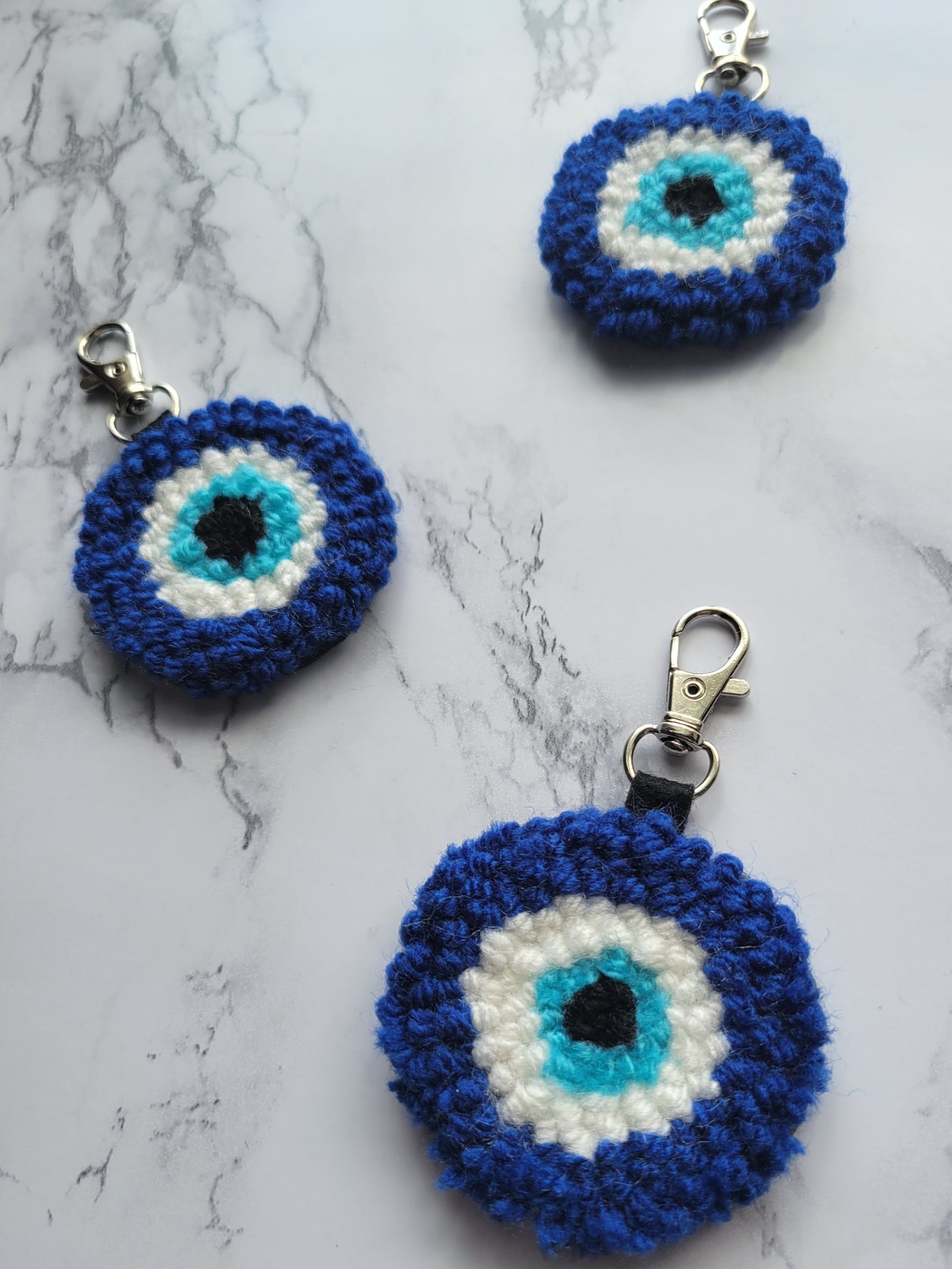 Evil Eye Keychain, Punch Needle keychain