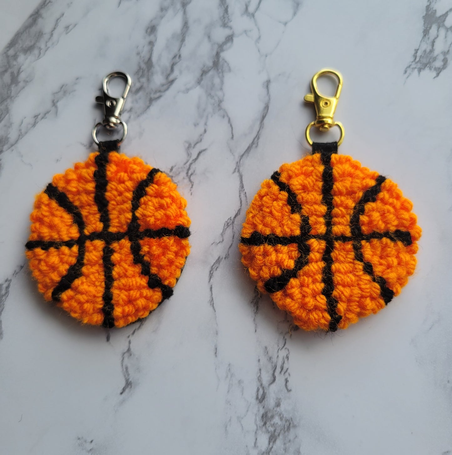 Basketball Keychain, Punch Needle keychain, Sports Keychain