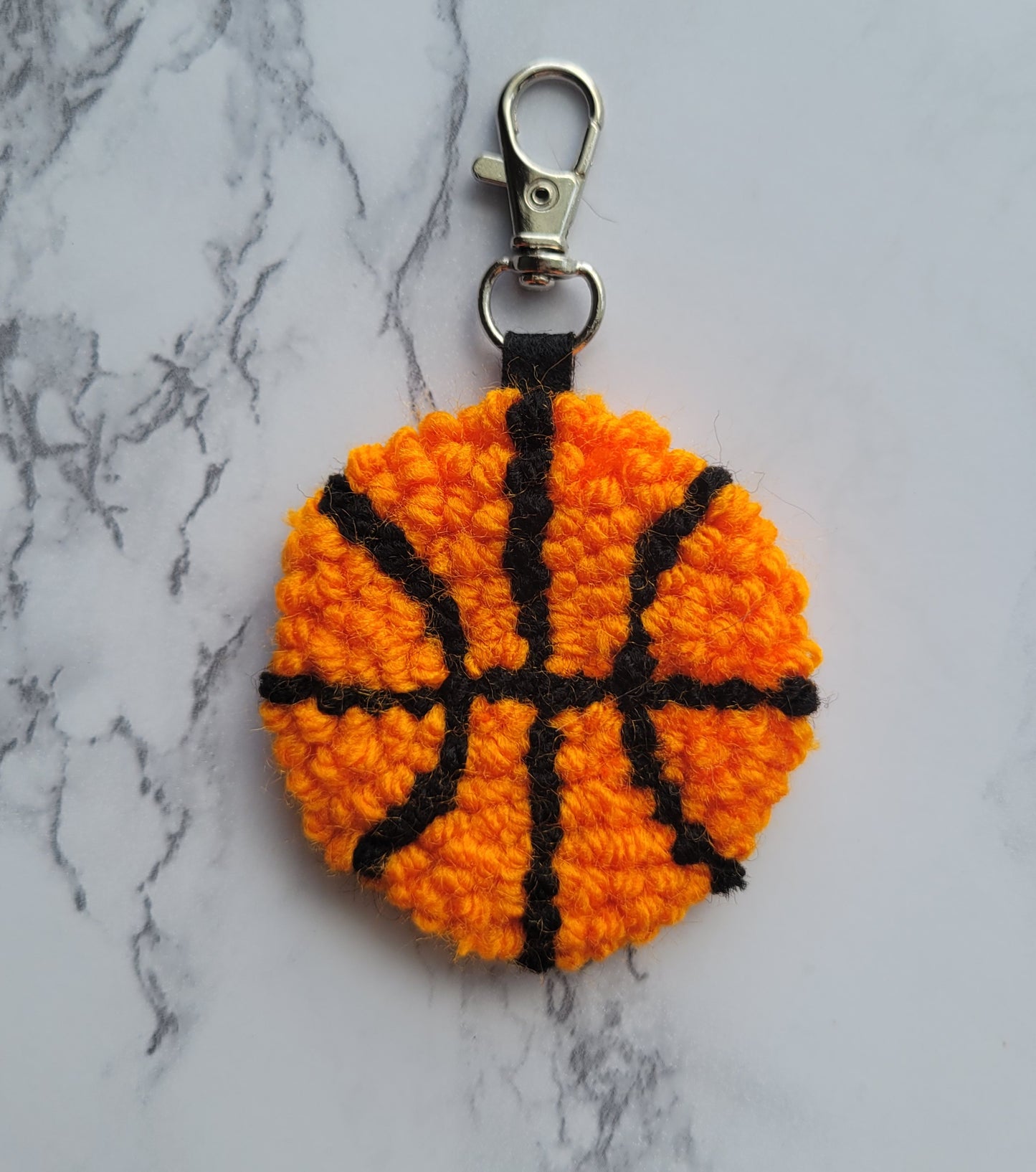 Basketball Keychain, Punch Needle keychain, Sports Keychain