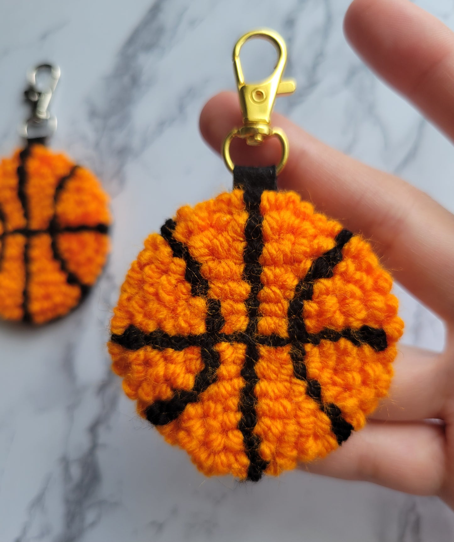 Basketball Keychain, Punch Needle keychain, Sports Keychain