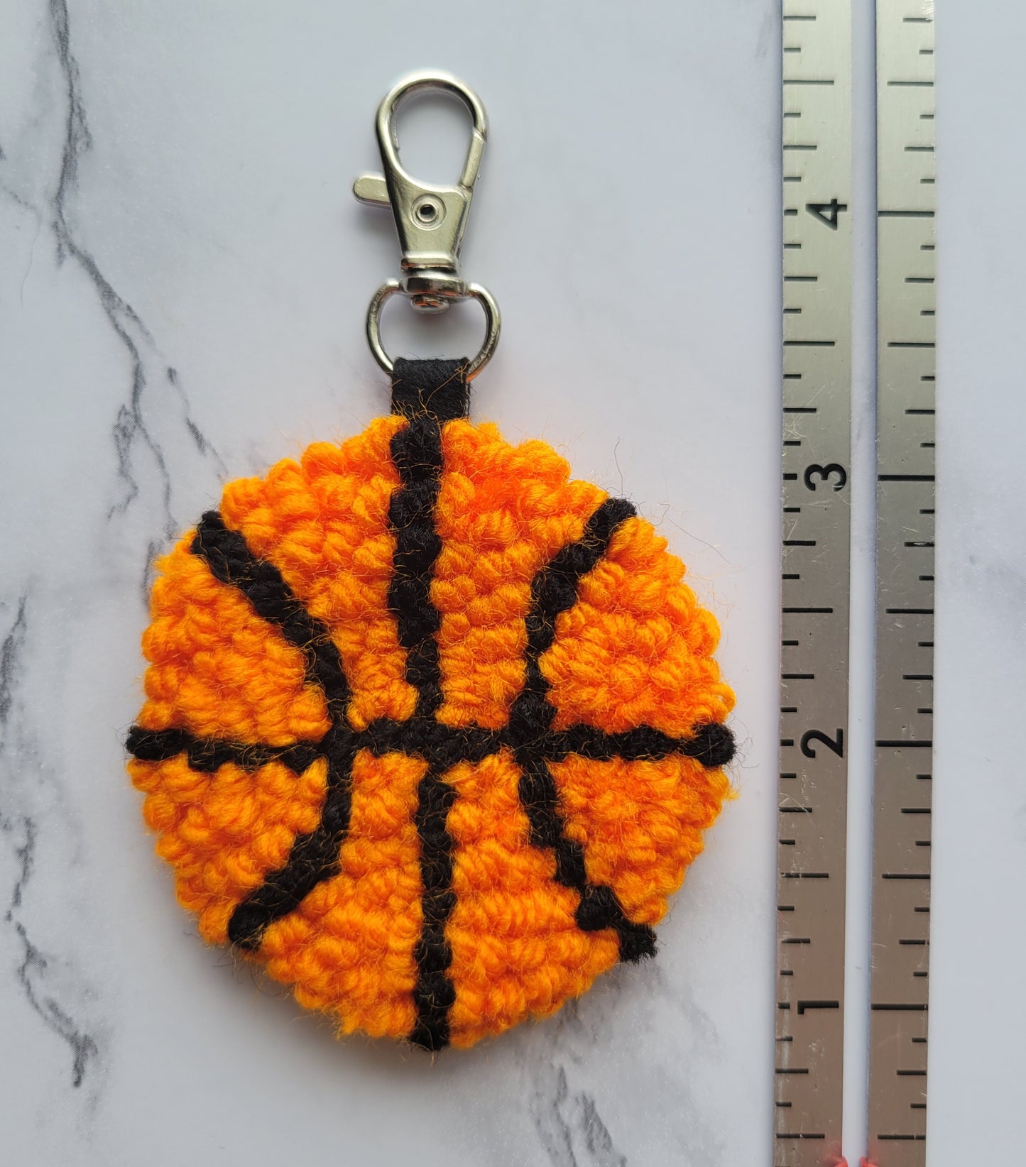 Basketball Keychain, Punch Needle keychain, Sports Keychain