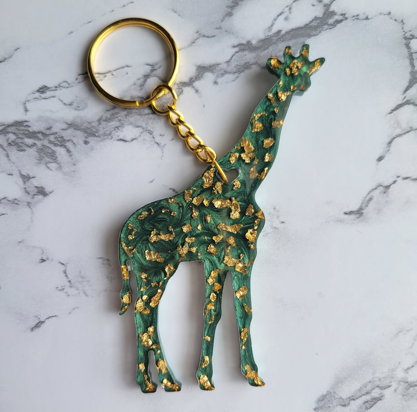 Giraffe Keychain, Green