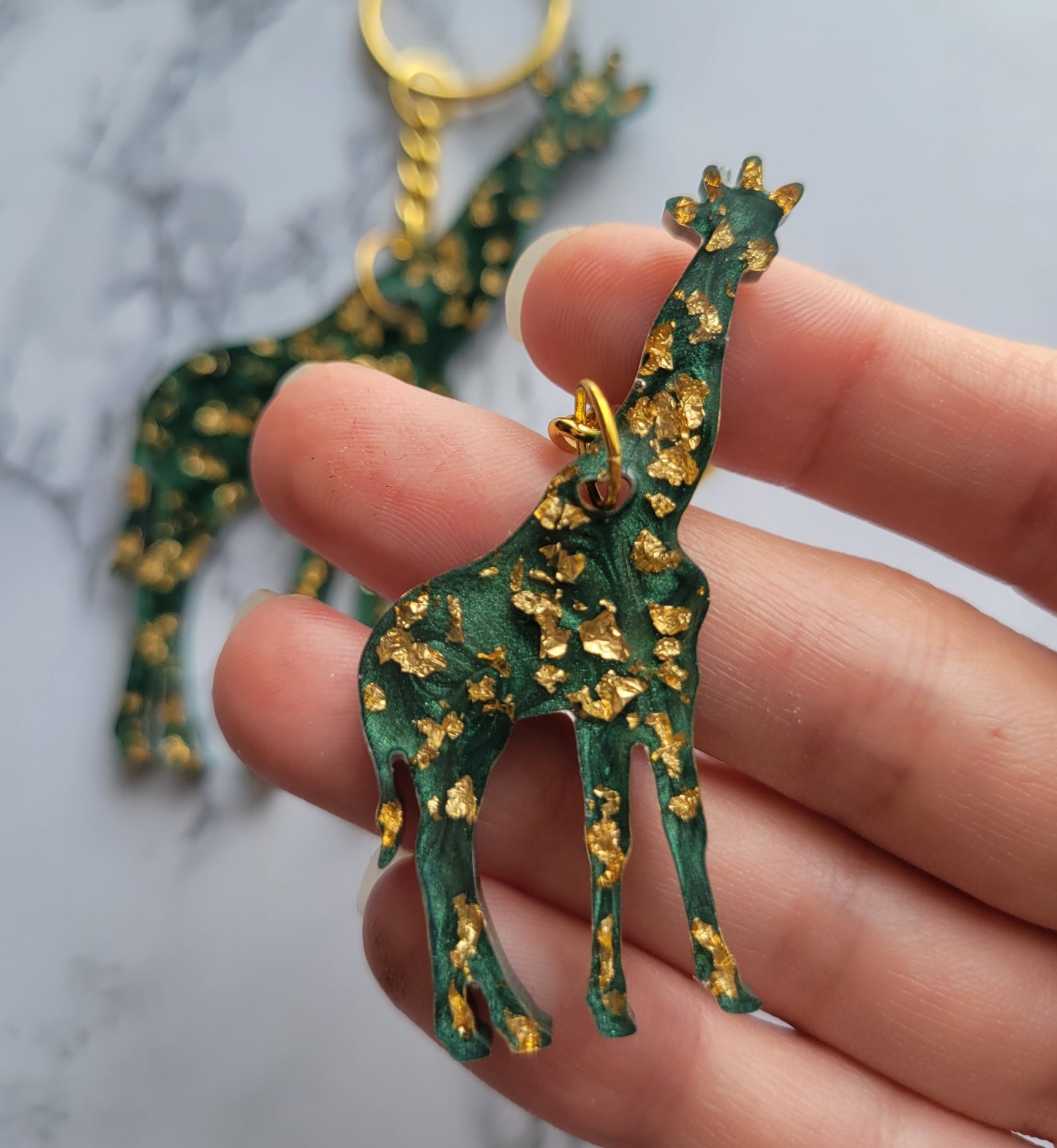 Giraffe Keychain, Green