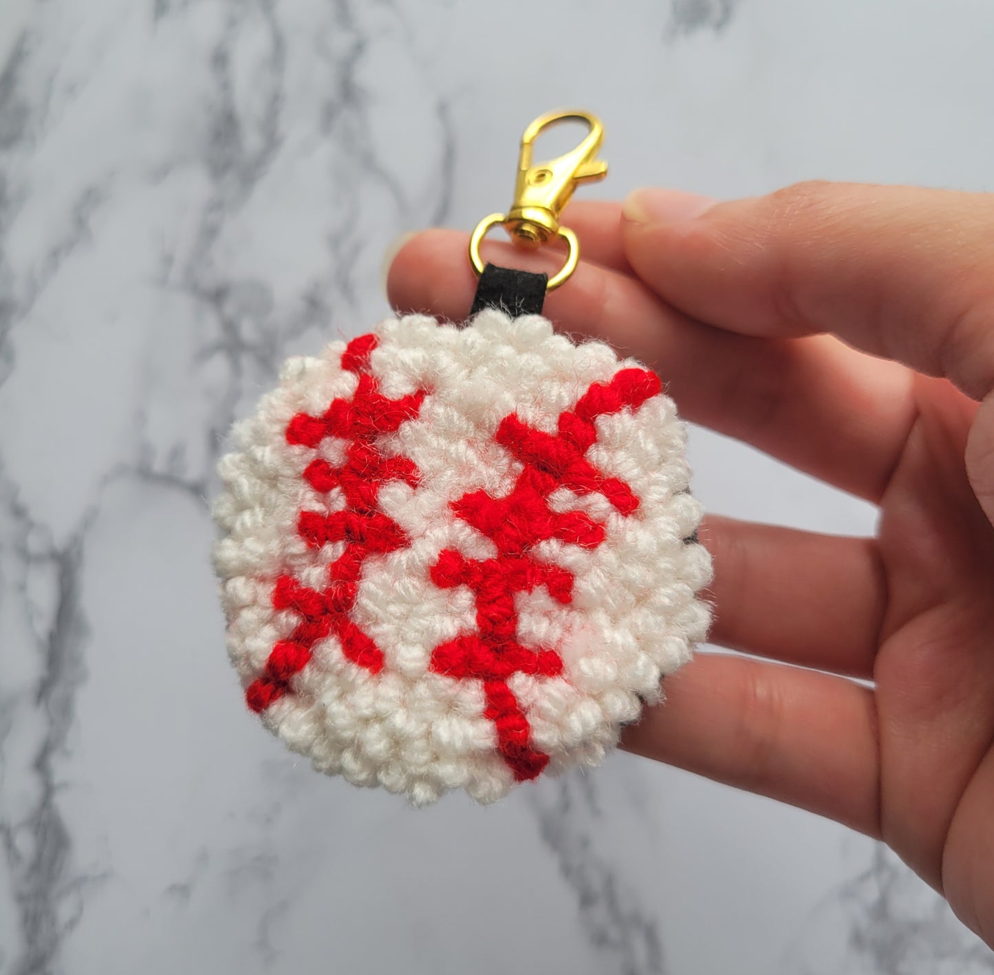 Baseball Keychain, Punch Needle keychain, Sports Keychain