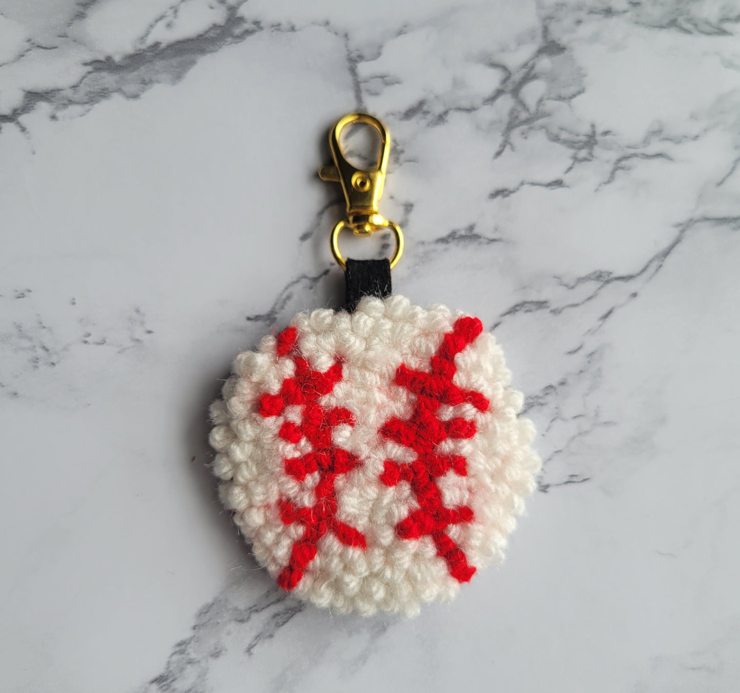 Baseball Keychain, Punch Needle keychain, Sports Keychain