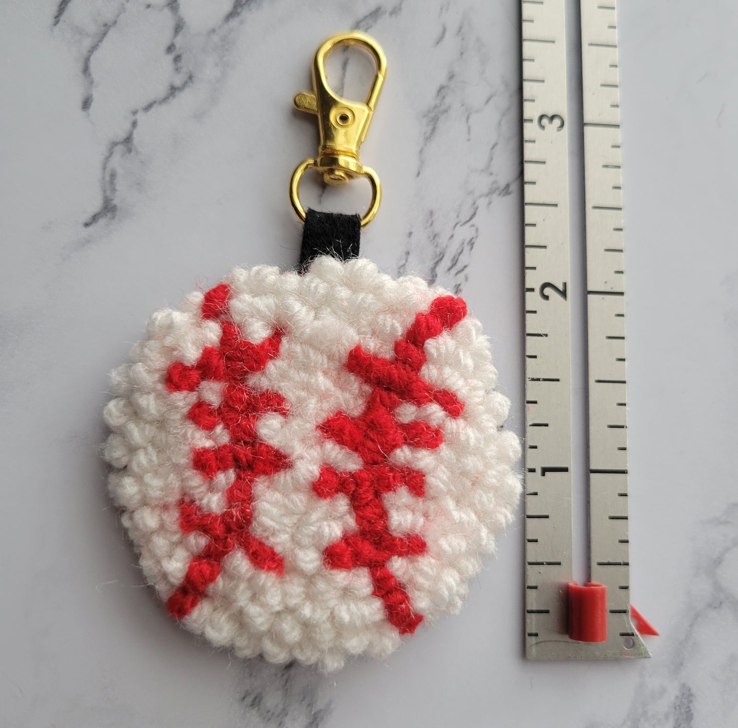 Baseball Keychain, Punch Needle keychain, Sports Keychain