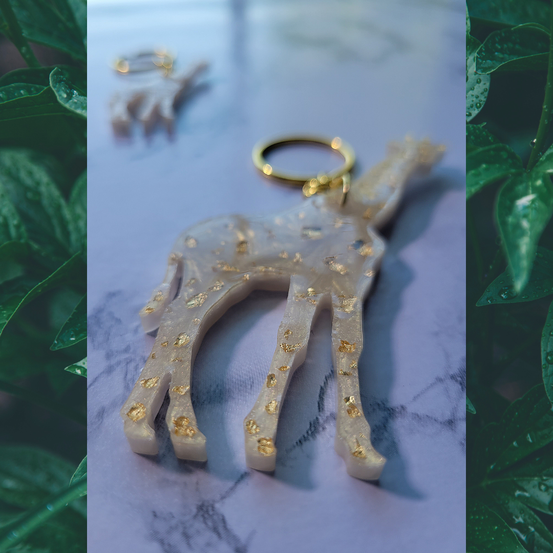 Giraffe Keychain, White