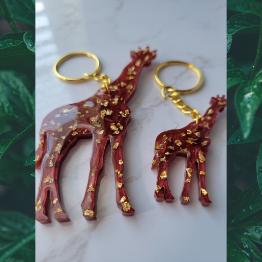 Giraffe Keychain, Red