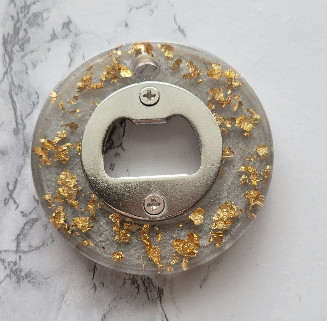 Bottle Opener, Grey w/Gold Flakes