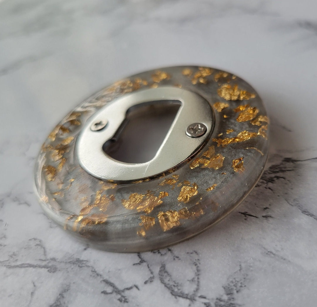 Bottle Opener, Grey w/Gold Flakes