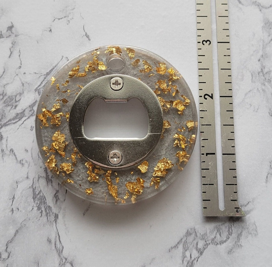 Bottle Opener, Grey w/Gold Flakes