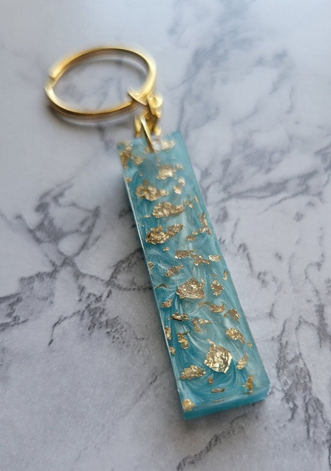 Gold Flake Keychain, Sky Blue