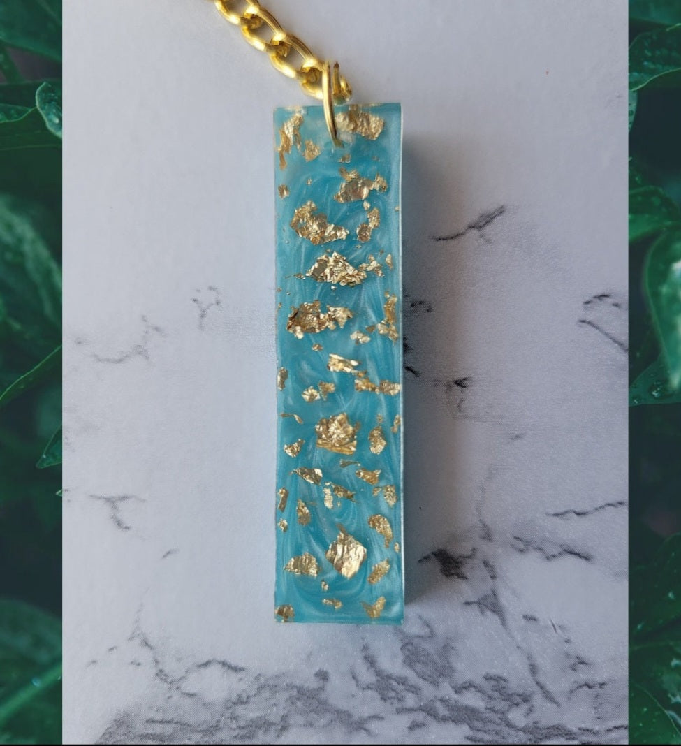 Gold Flake Keychain, Sky Blue