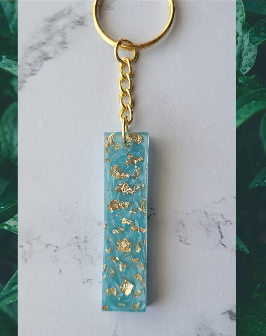 Gold Flake Keychain, Sky Blue